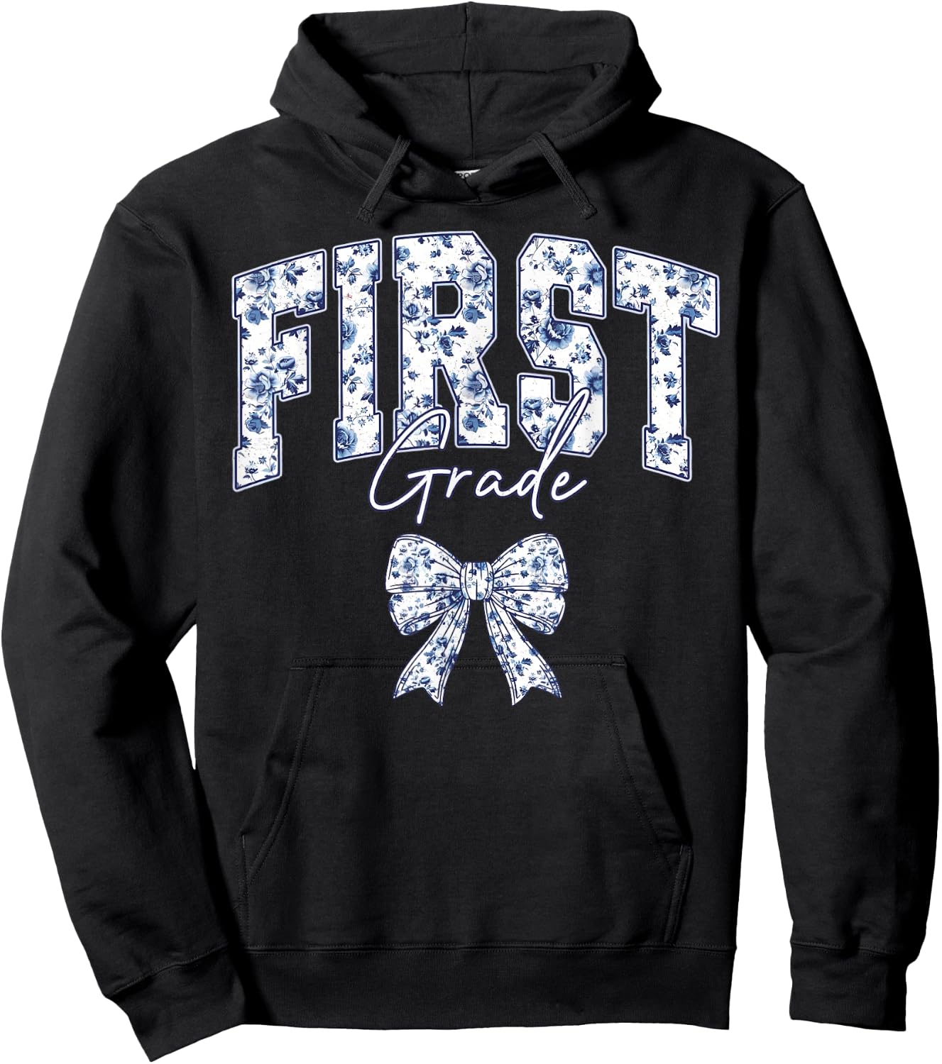 Floral First Grade Teacher Coquette 1st Grade Back to School Hoodie - Hoodie | Black