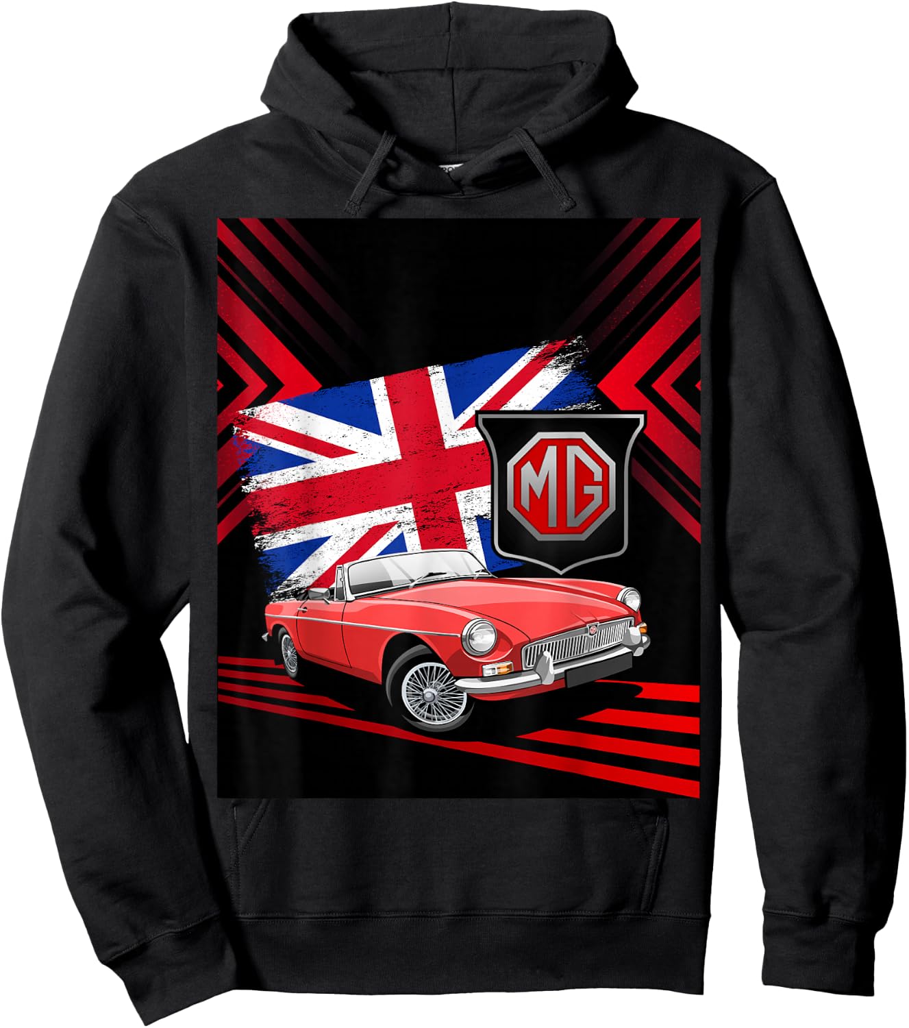 British Classic Sports Car - MG MGB Convertible Hoodie - Hoodie | Black