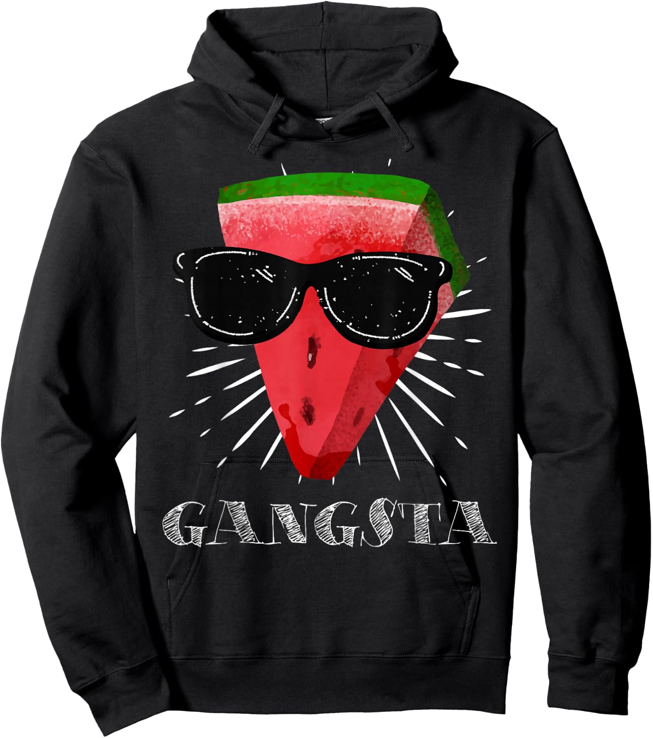 Gangsta Watermelon with Sunglasses Gift Fun Hoodie - Hoodie | Black