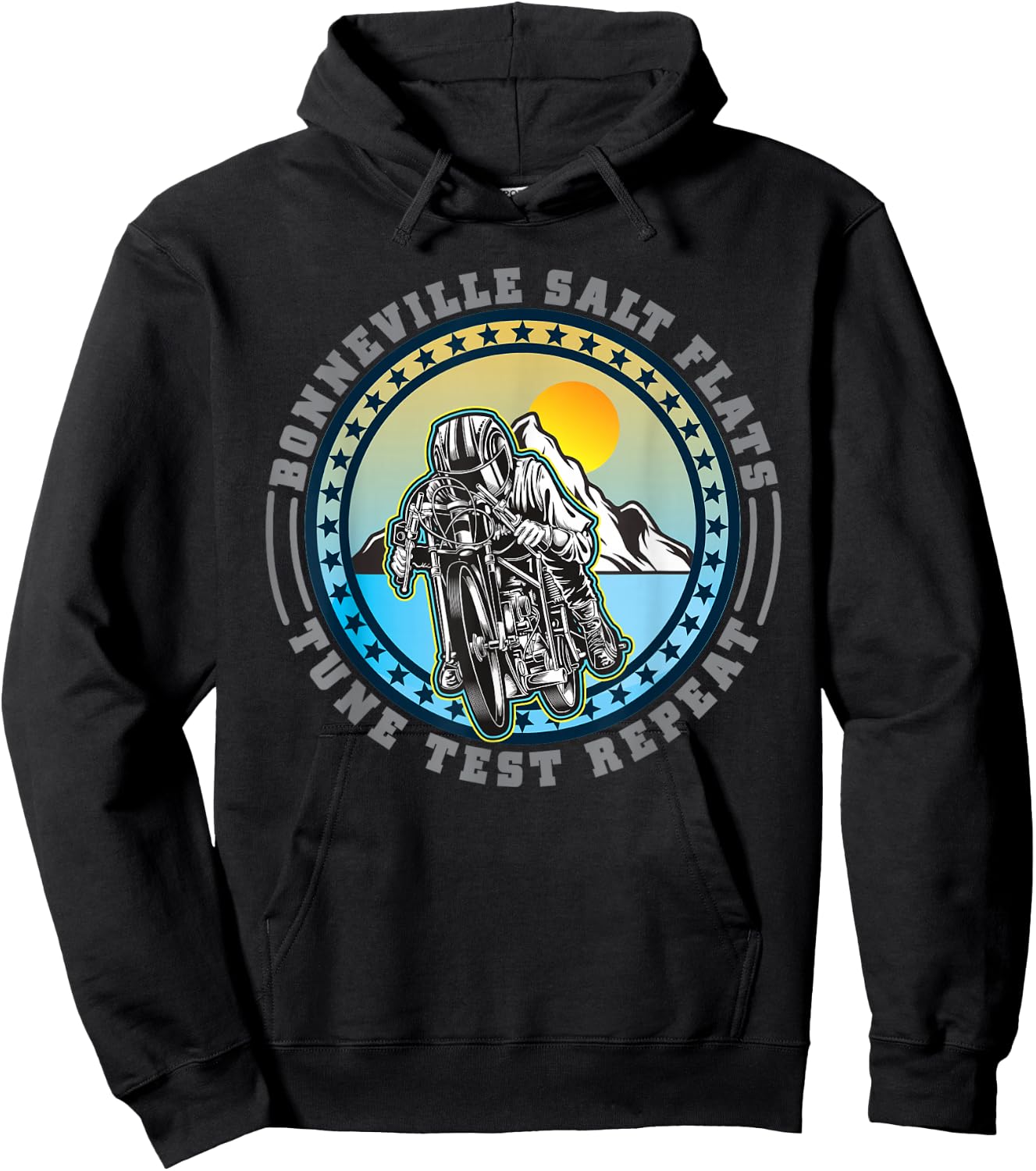 Bonneville Salt Flats Vintage Retro Motorcycle Rider Hoodie - Hoodie | Black