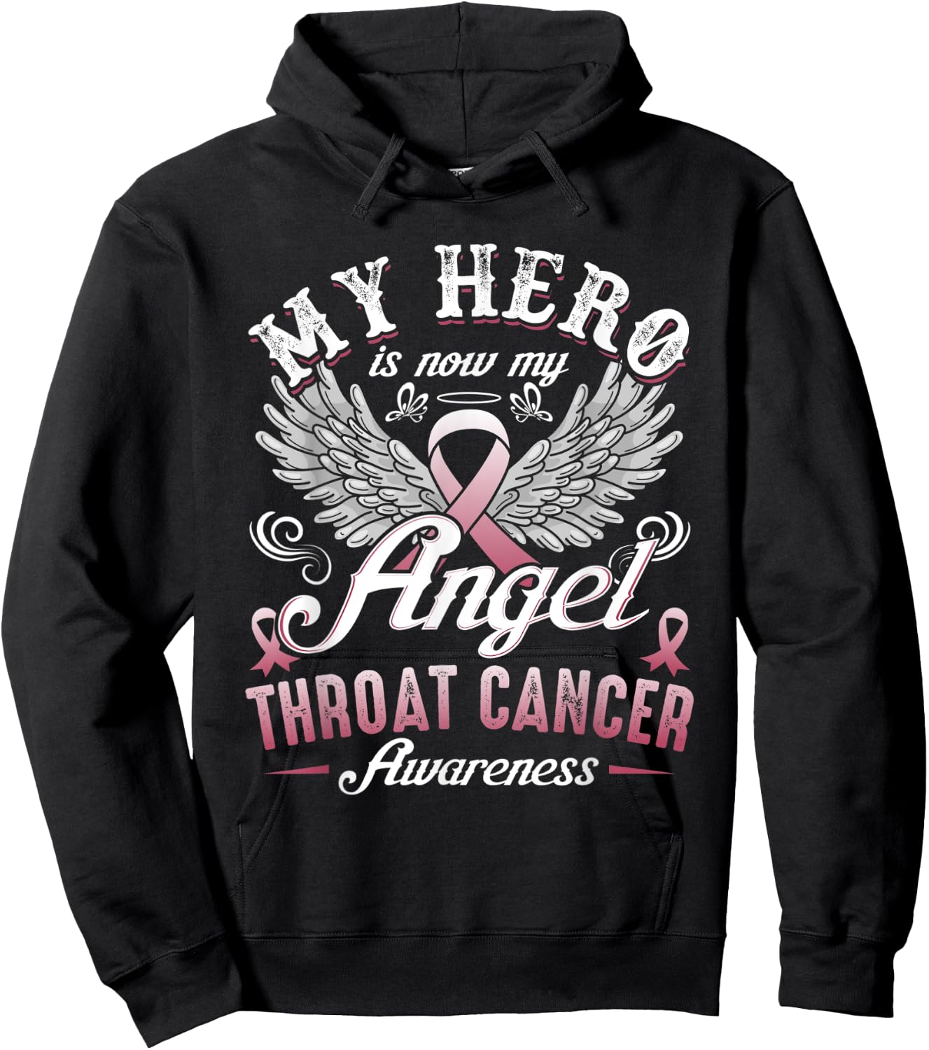 My Hero Is Now My Angel Throat Cancer Awareness Hoodie - Hoodie | Black