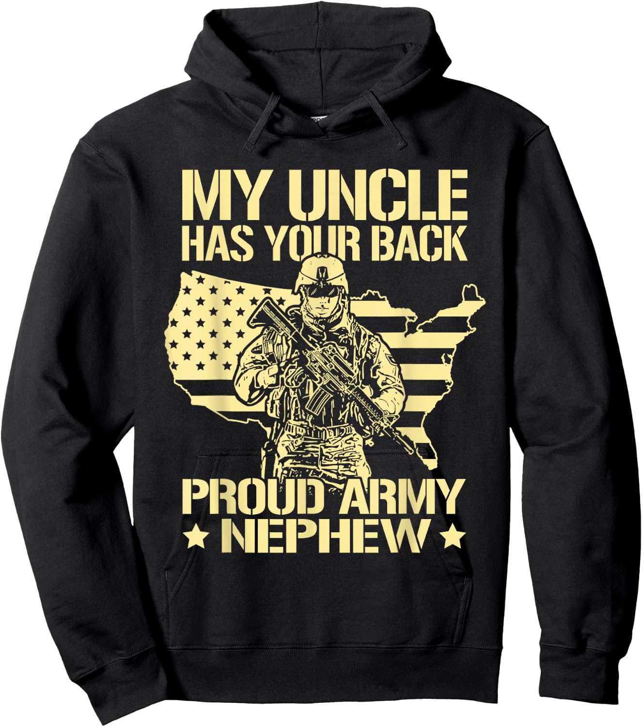 My Uncle Has Your Back - Proud Army Nephew Military Family Hoodie - Hoodie | Black