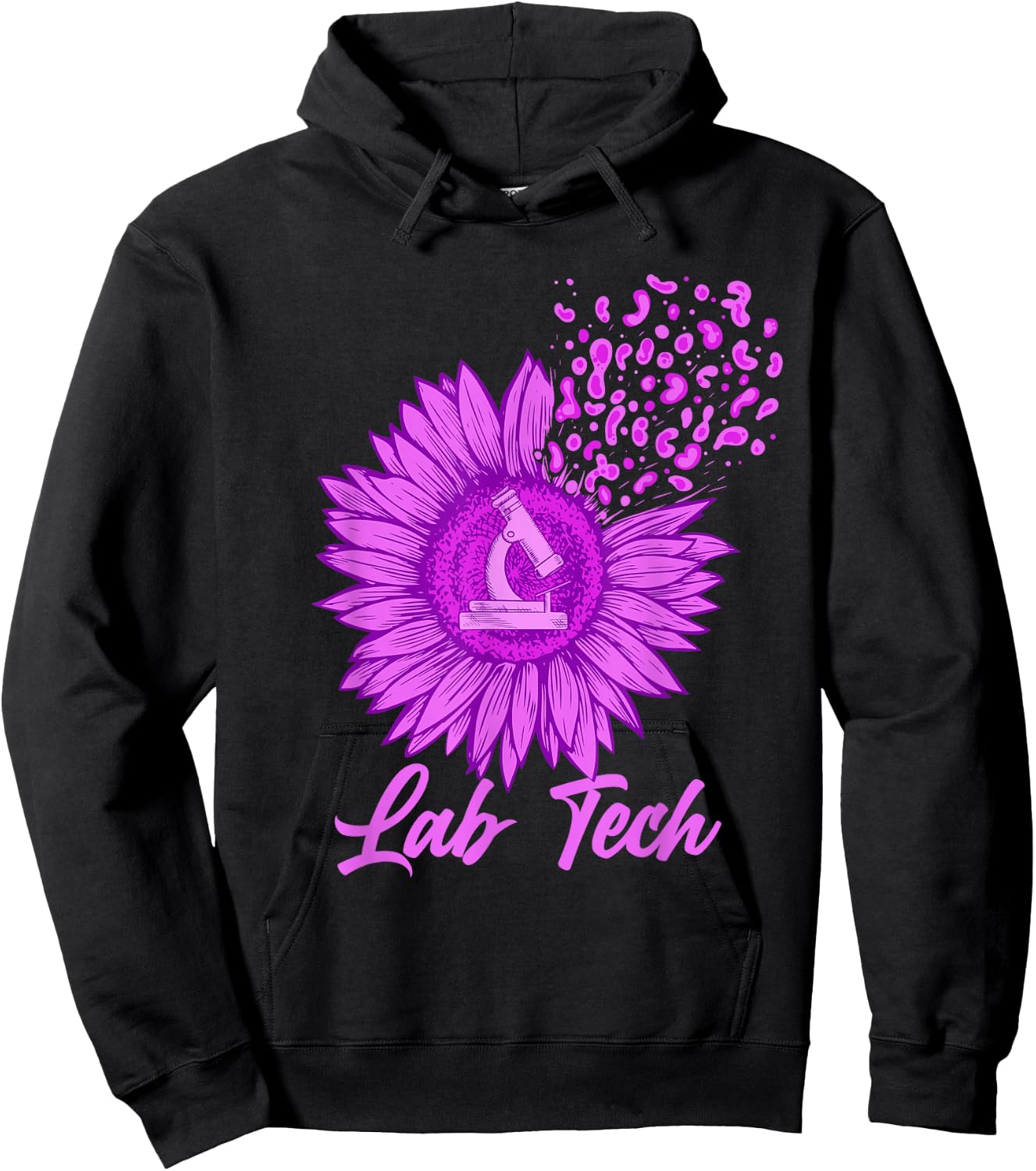 Lab Tech - Sunflower Microscope Laboratory Technician Lover Hoodie - Hoodie | Black