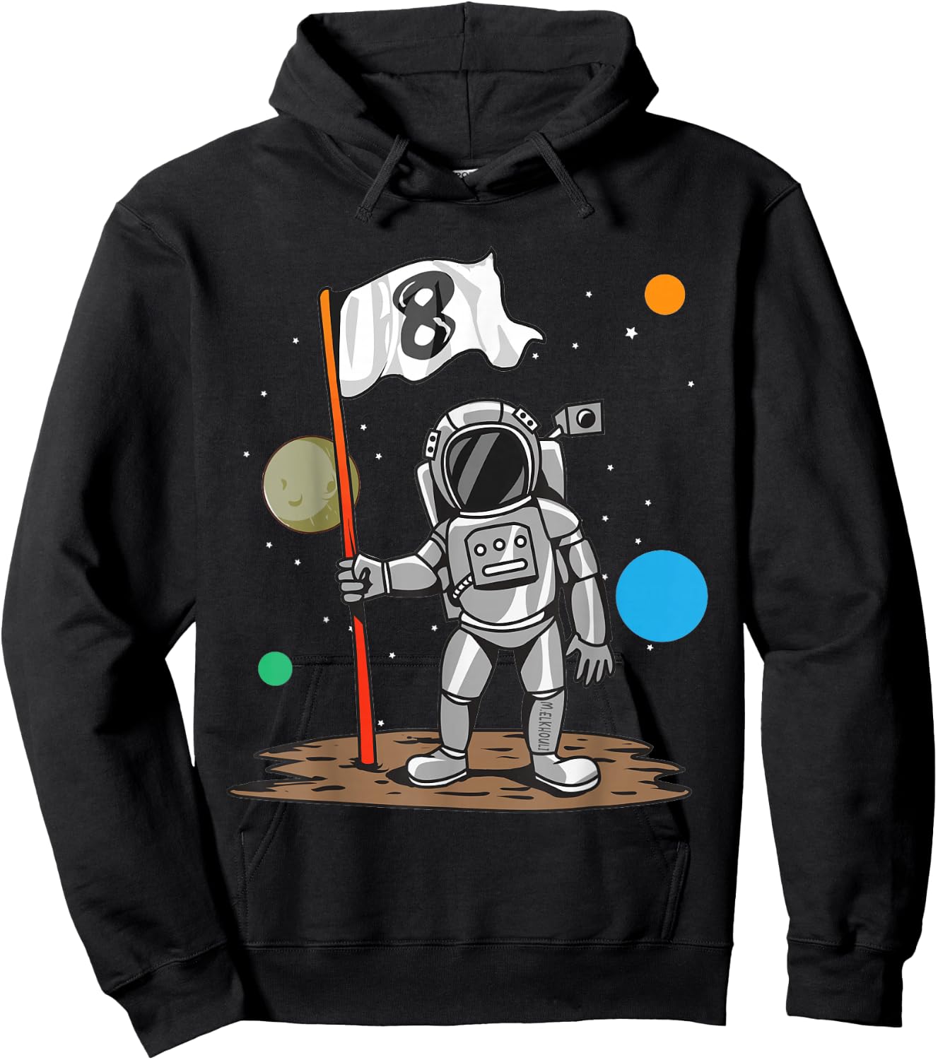 8th Birthday Party Outer Astrology | 8 Years Astronaut Space Hoodie - Hoodie | Black