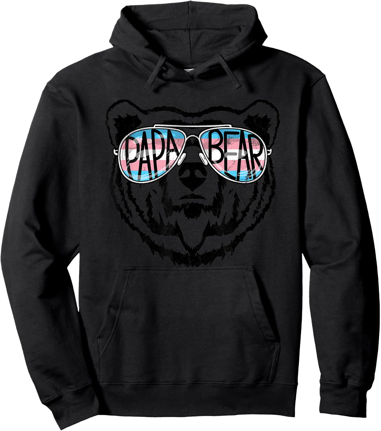 Trans Papa Bear Pride Proud Dad Ally Transgender Rainbow Hoodie - Hoodie | Black