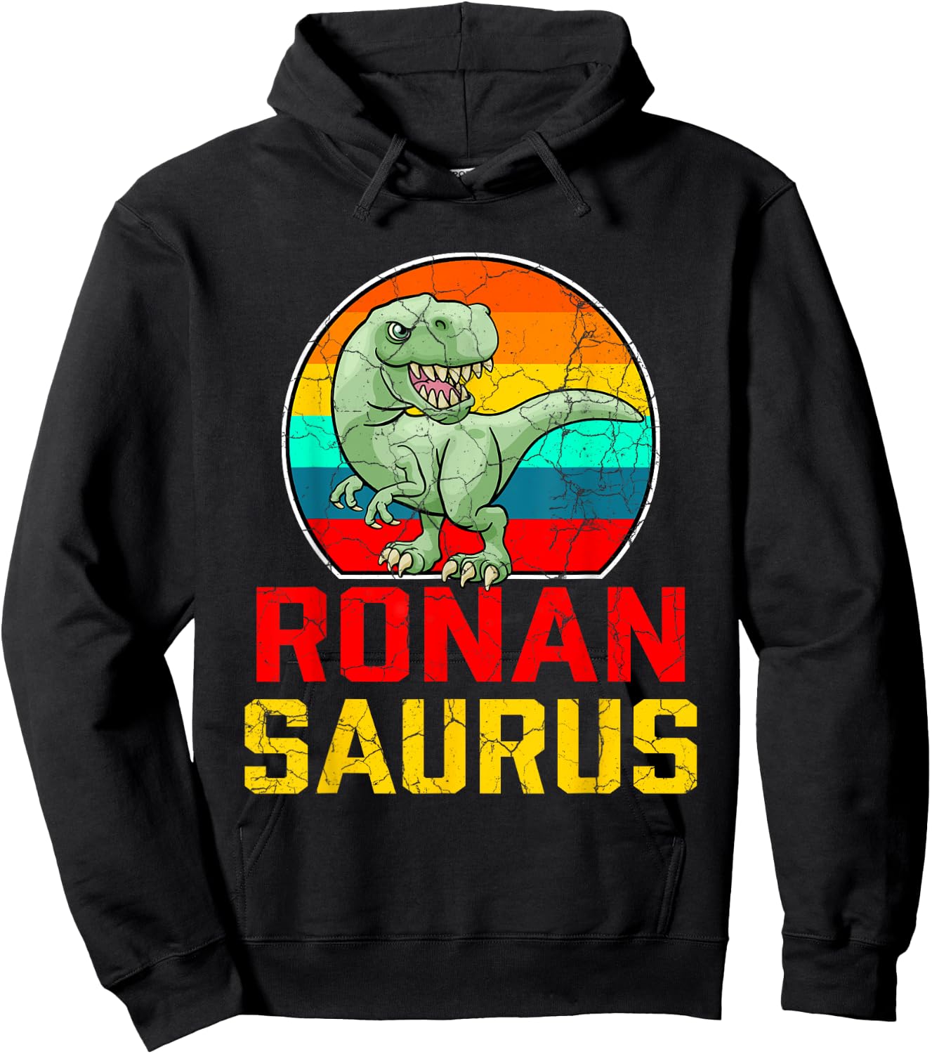 Ronan Saurus Family Reunion Last Name Team Funny Custom Hoodie - Hoodie | Black