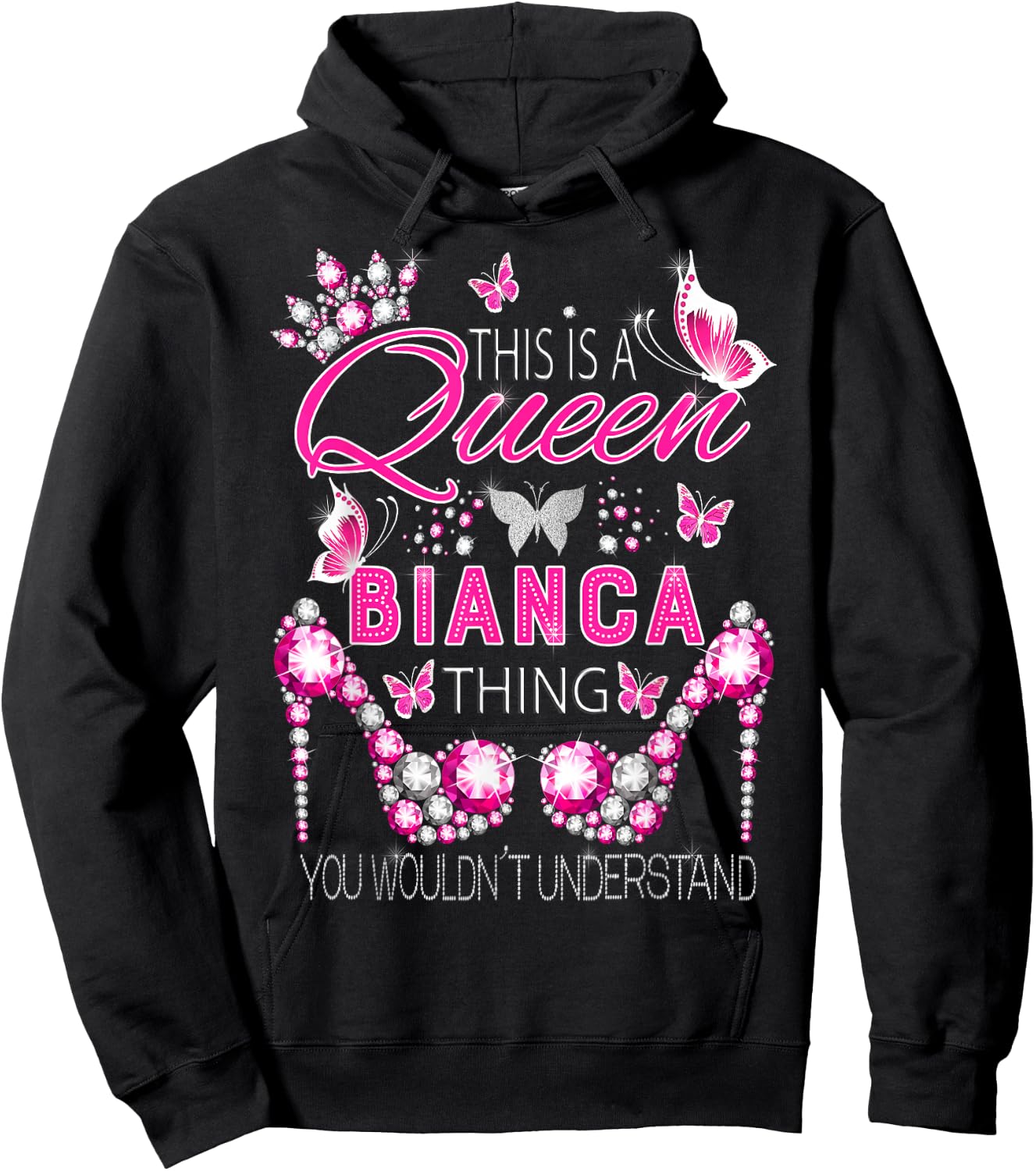 This is a Queen Bianca Thing Personalized Name Birthday Hoodie - Hoodie | Black