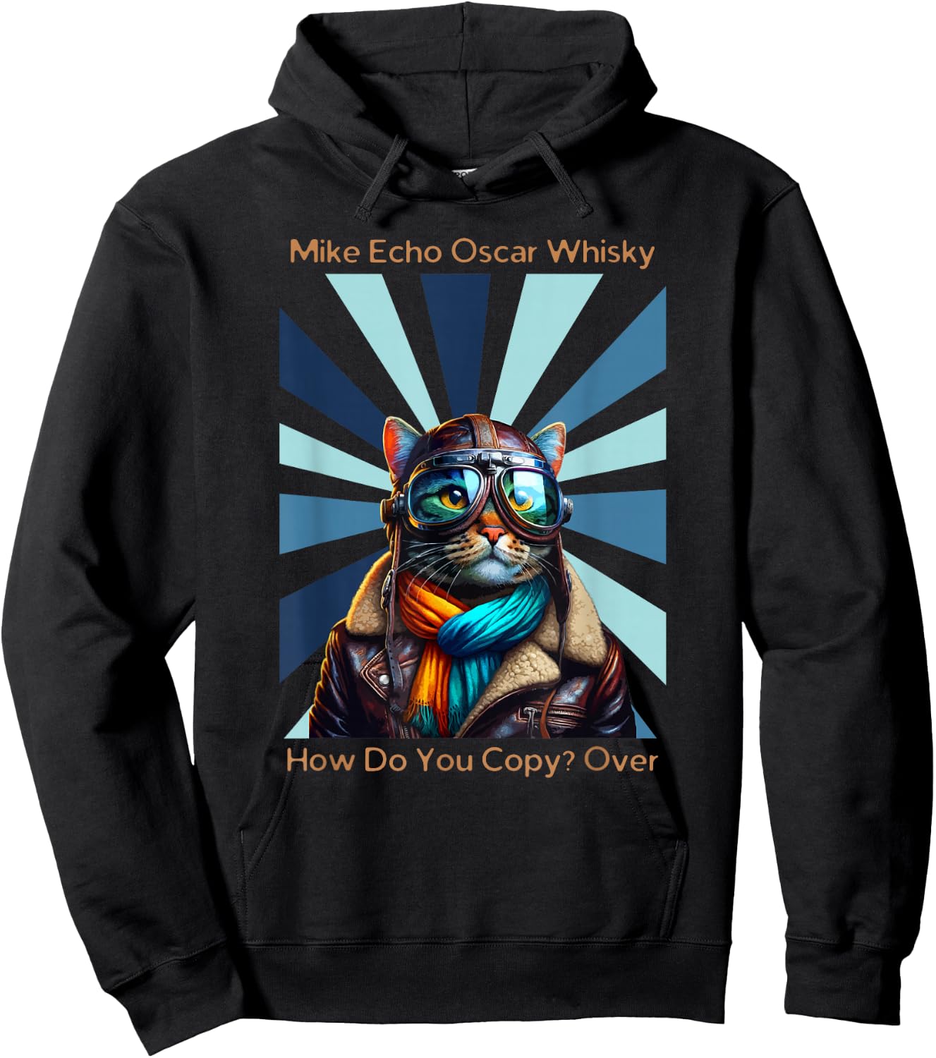Cats Vintage Apparel Cat Pilot Mike Echo Oscar Whisky How Do You Copy , Small Hoodie - Hoodie | Black