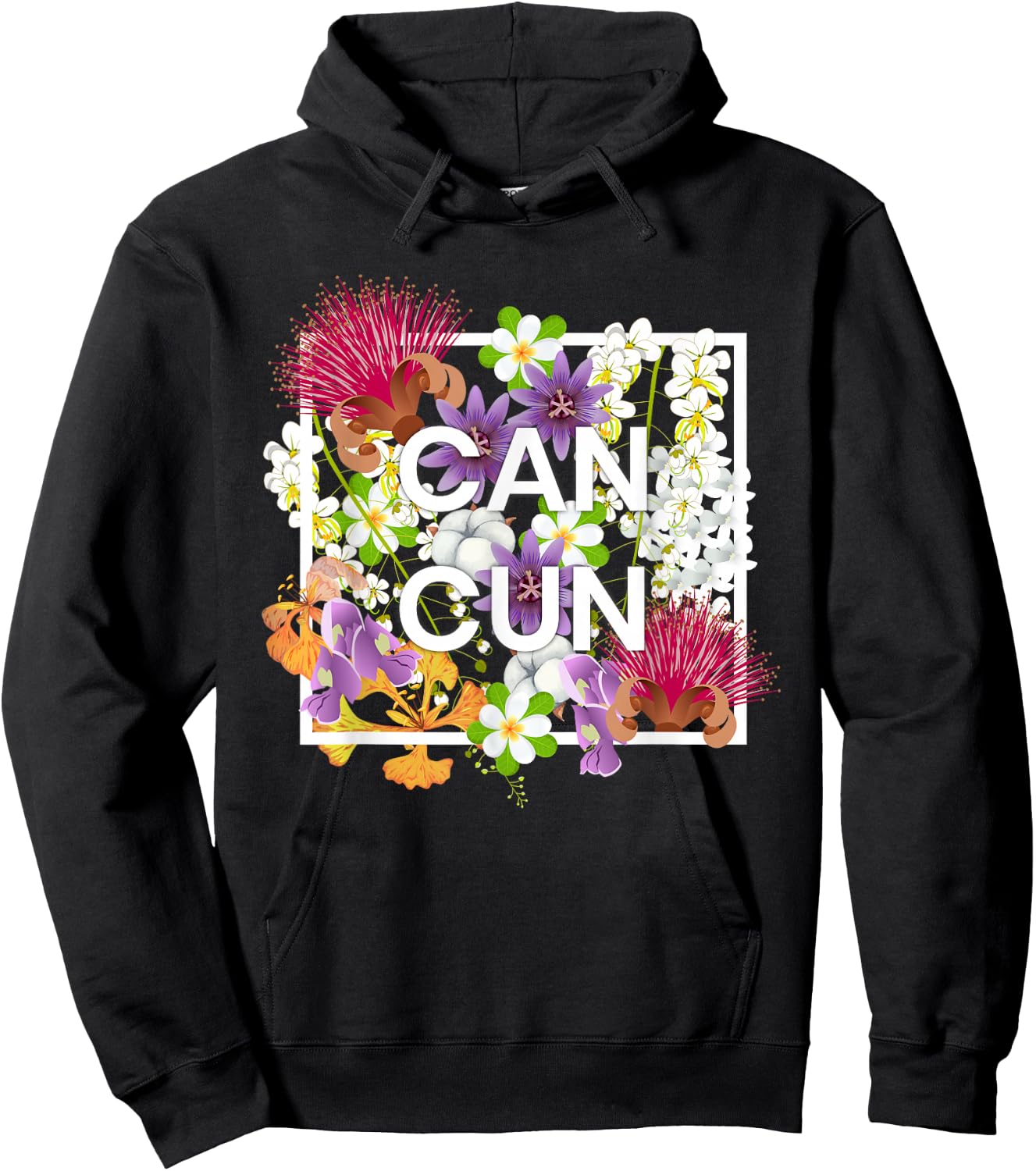 Flowers of Cancun Word Art - Mexican Pride Hoodie - Hoodie | Black