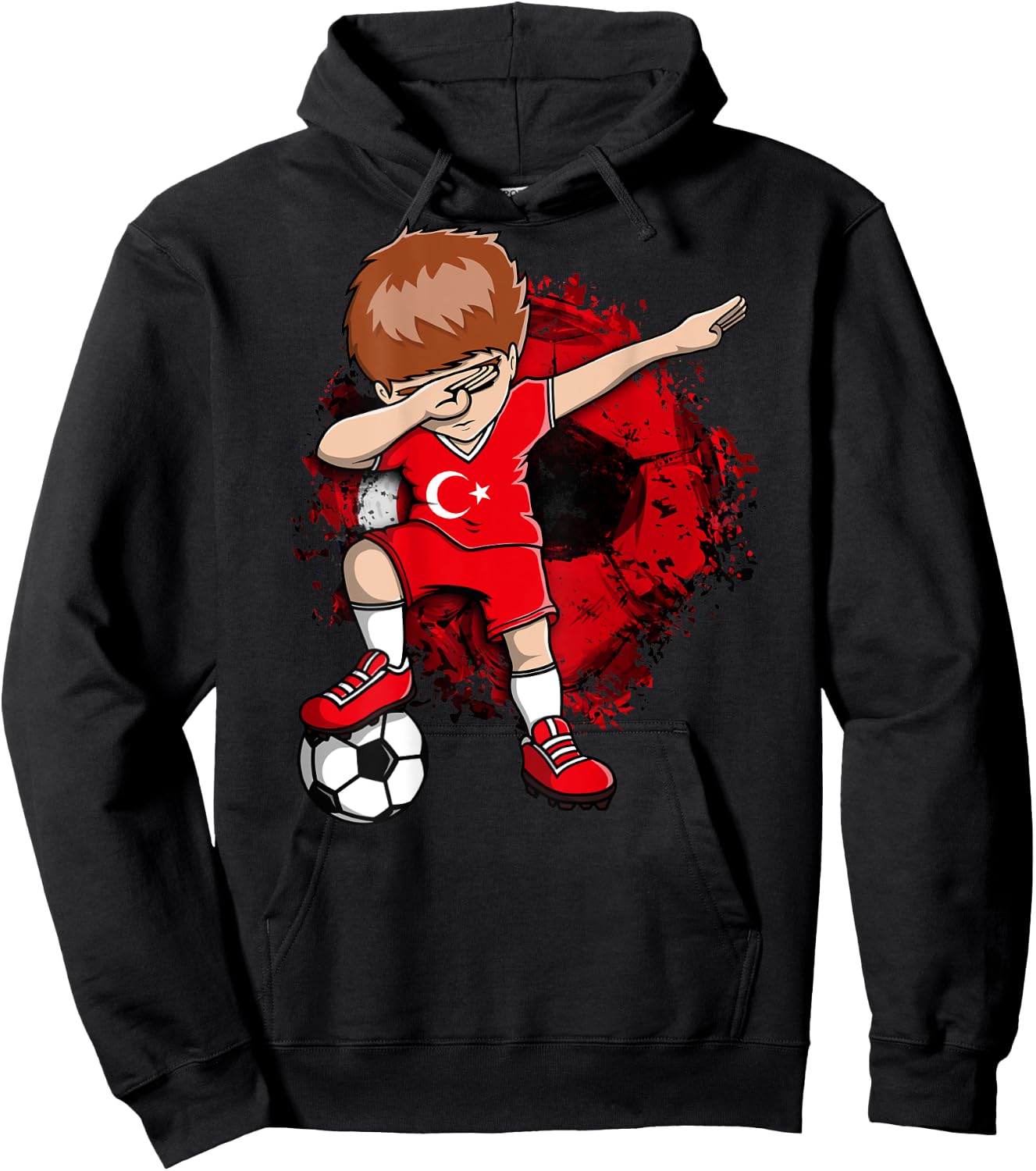 Dabbing Soccer Boy Turkey Jersey Turkish Football Lovers Art Hoodie - Hoodie | Black