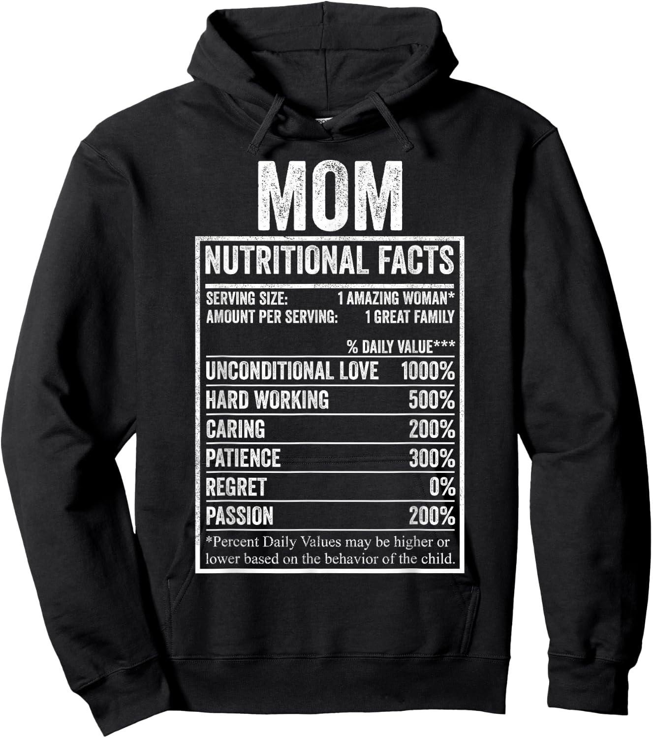 Mom Nutritional Facts Shirt, Funny Women Nutrition Hoodie - Hoodie | Black
