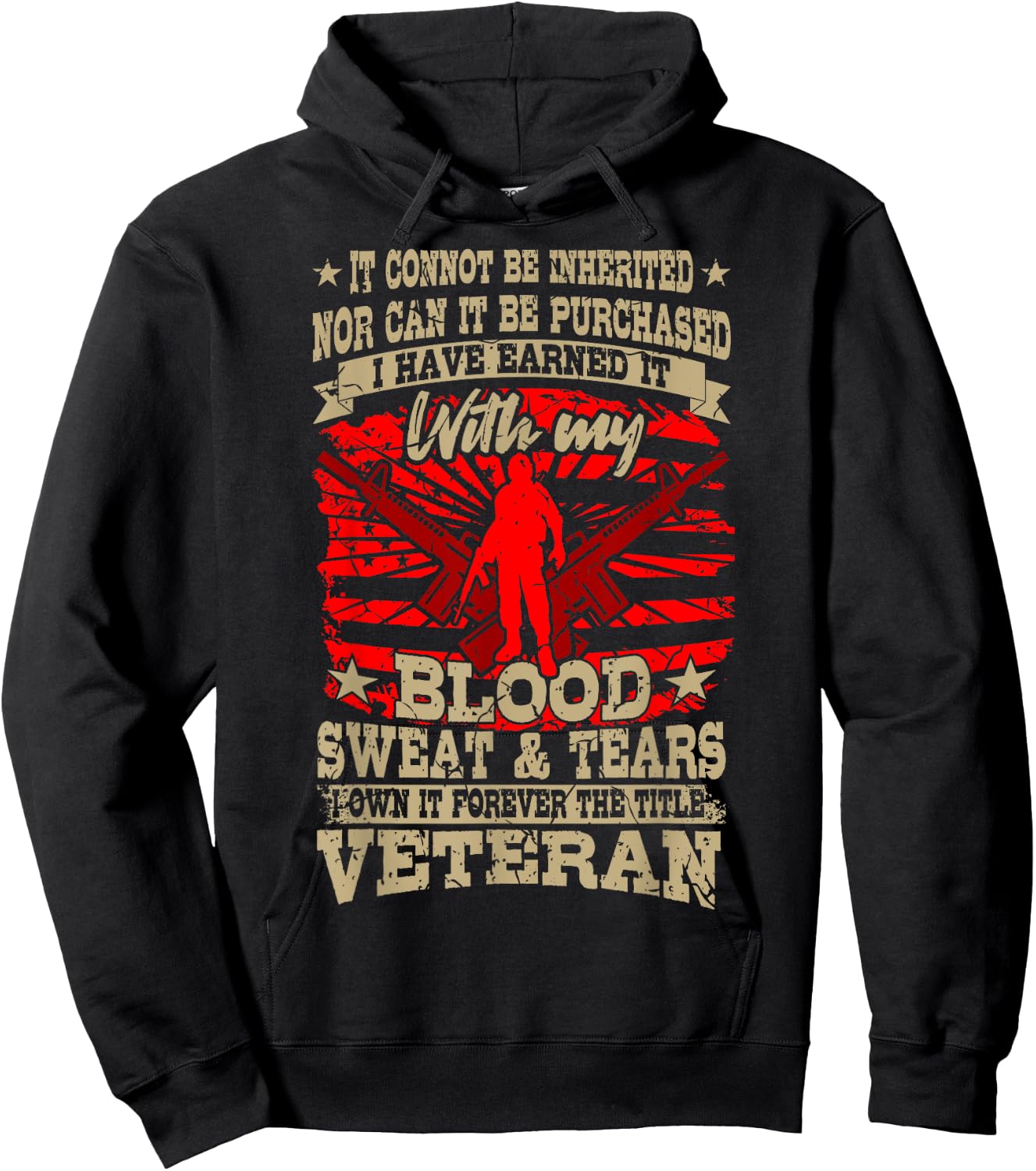 Veterans Day Soldier American Military BLOOD SWEAT AND TEARS Hoodie - Hoodie | Black