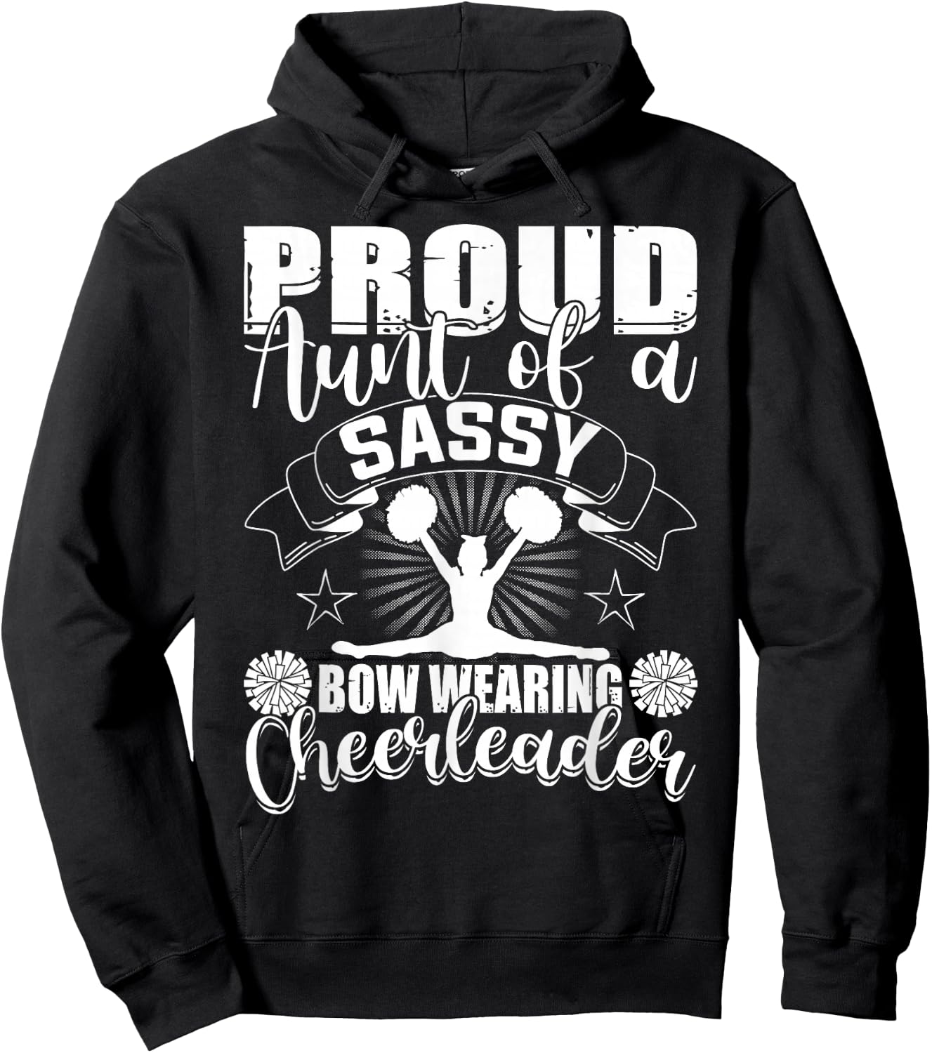 Proud Aunt Of A Sassy Bow Wearing Cheerleader Cheerleading Hoodie - Hoodie | Black