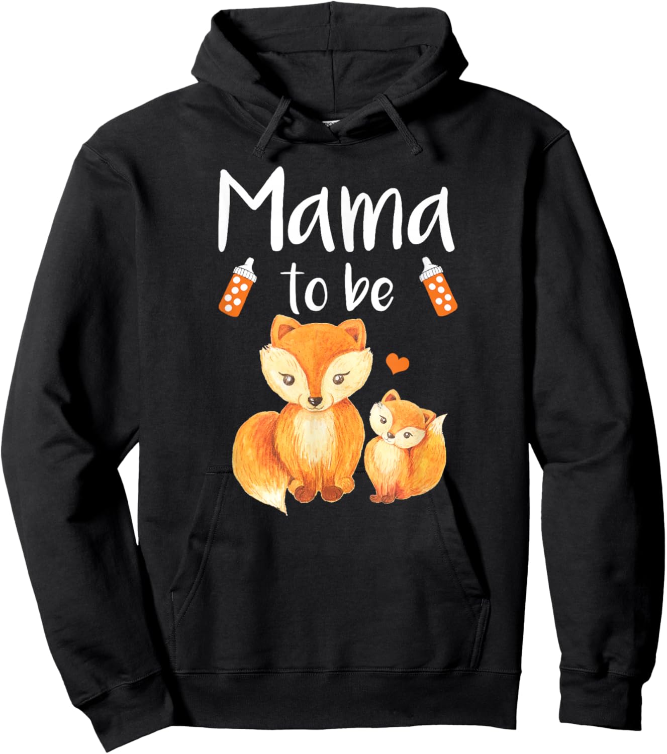 Mama To Be Fox Baby Shower Cute Forest Animal Hoodie - Hoodie | Black