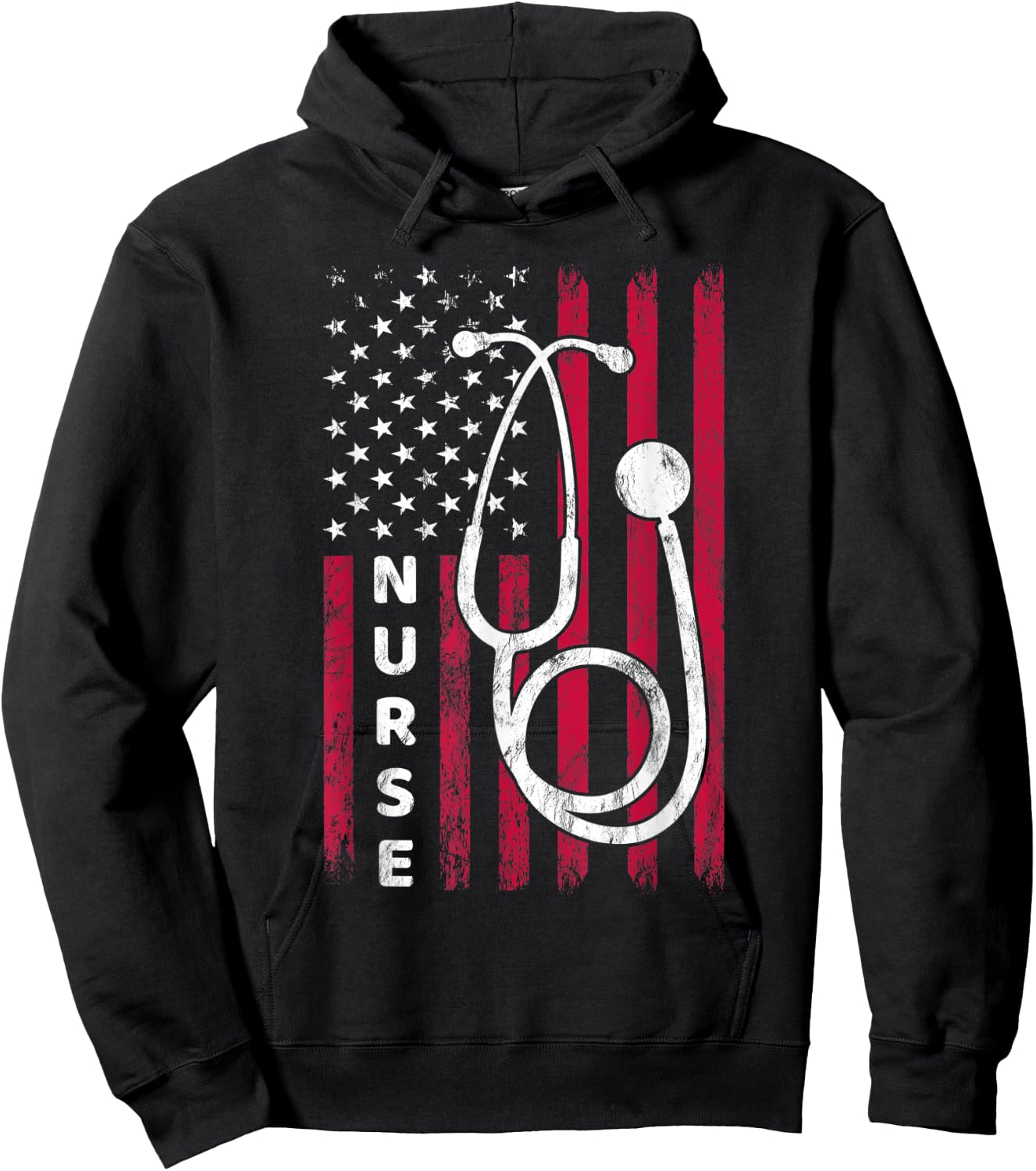 Nurse Nursing American Flag Patriotic Fourth Of July Hoodie - Hoodie | Black