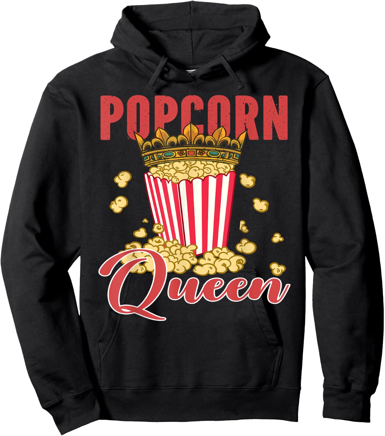 Popcorn Queen Popcorn Lover Costume Hoodie - Hoodie | Black