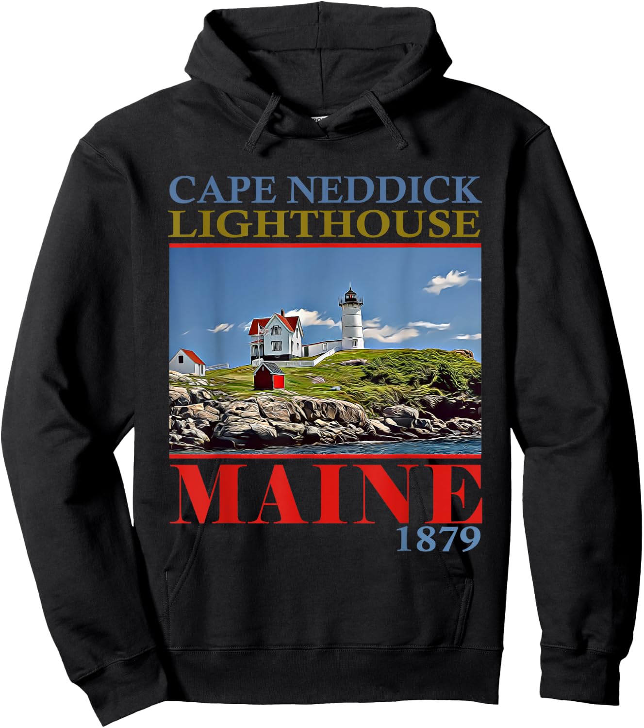 Cape Neddick Lighthouse Maine 1879 Design Hoodie - Hoodie | Black