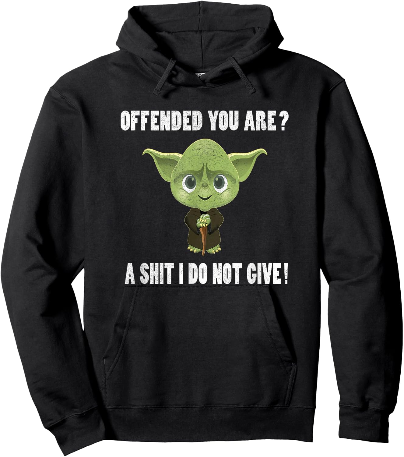 Offended You Are? A Shit I Do Not Give!, Distressed Look Hoodie - Hoodie | Black