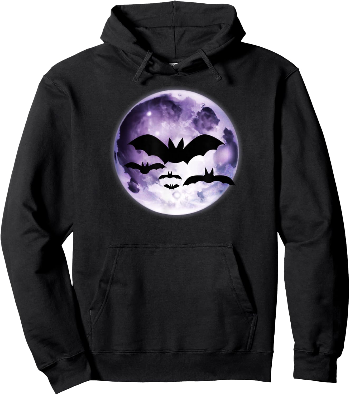 Beautiful Flying Bats Purple Full Moon Silhouette Hoodie - Hoodie | Black