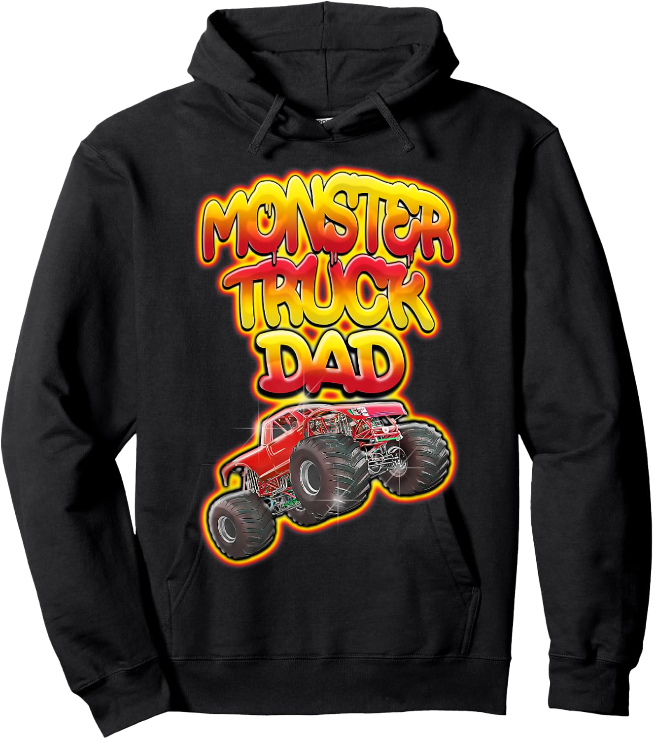 Monster Truck Dad Hot Red Graffiti Style Hoodie - Hoodie | Black