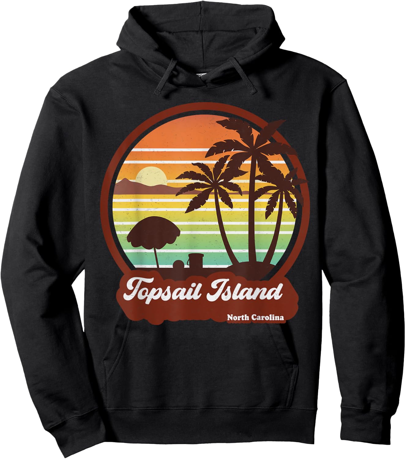 Vintage Topsail Island North Carolina NC Souvenirs Retro 80s Hoodie - Hoodie | Black