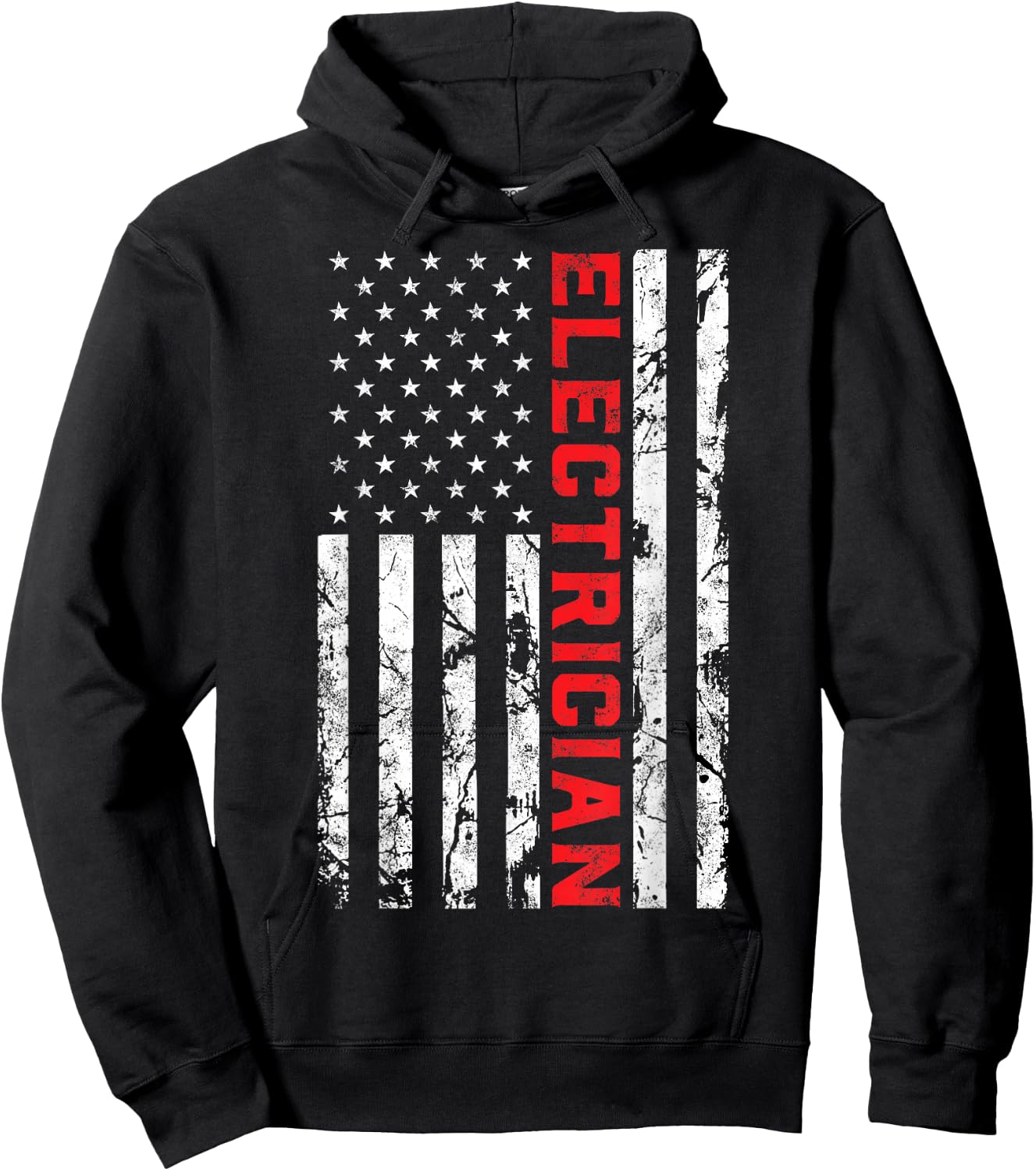 Electrician Patriotic American flag electrician father day Hoodie - Hoodie | Black