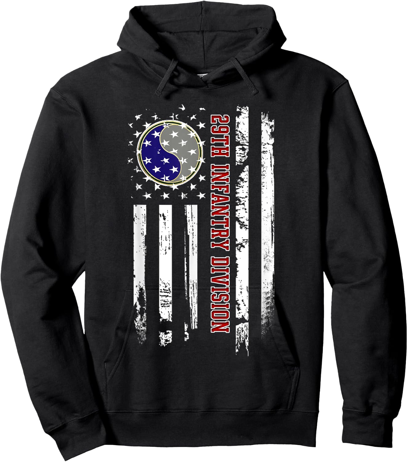 29th Infantry Division Veteran USA Flag Veterans Day Xmas Women Men Hoodie - Hoodie | Black