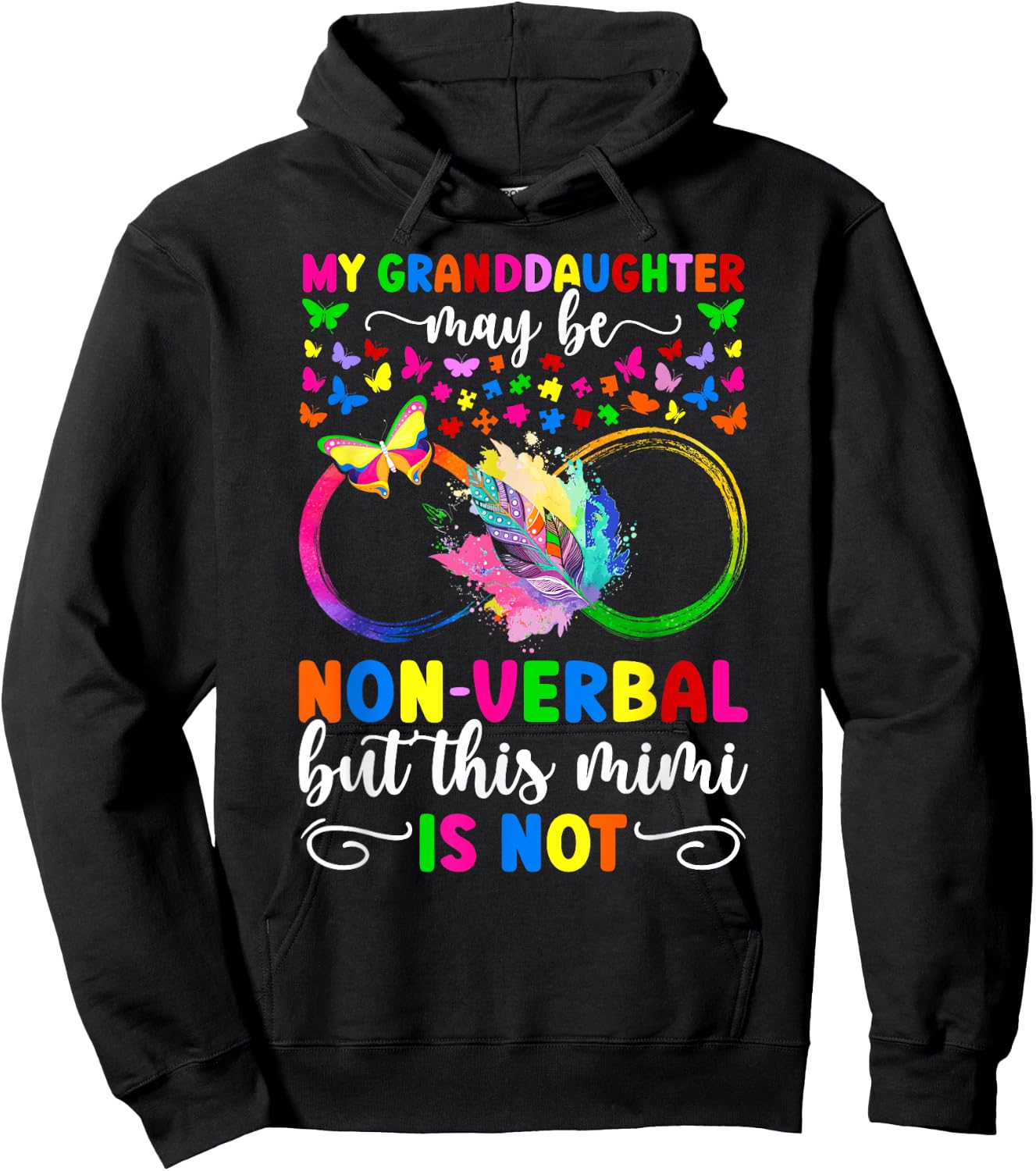 My Granddaughter Proud Autism Mimi Autism Warrior Mimi Hoodie - Hoodie | Black