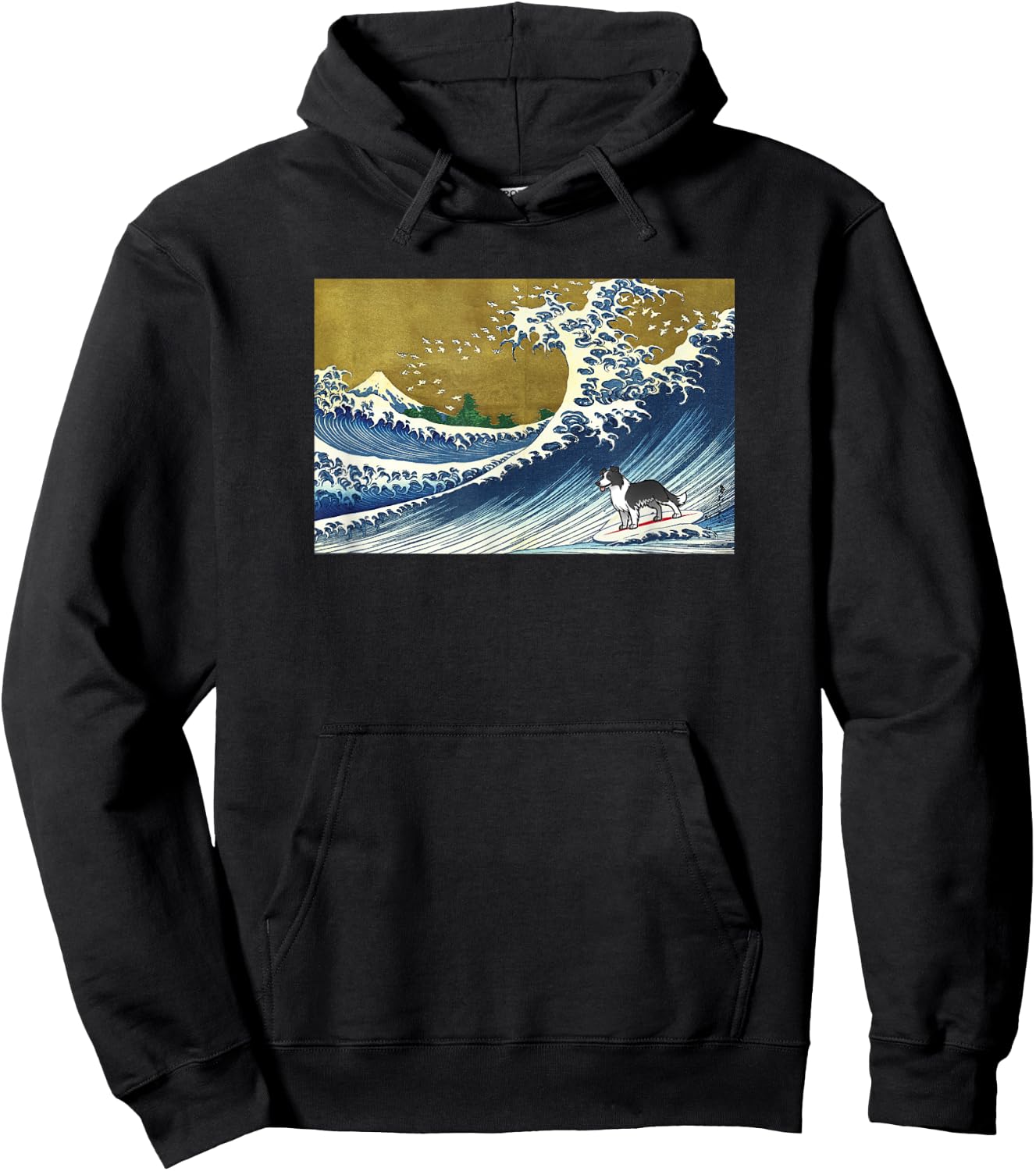 Retro Vintage Surfing A Wave Border Collie Lover Hoodie - Hoodie | Black