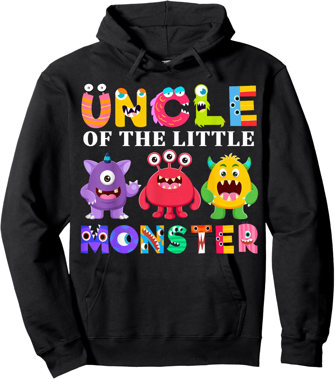 Uncle Of The Little Monster Birthday Party Family Monster Hoodie - Hoodie | Black