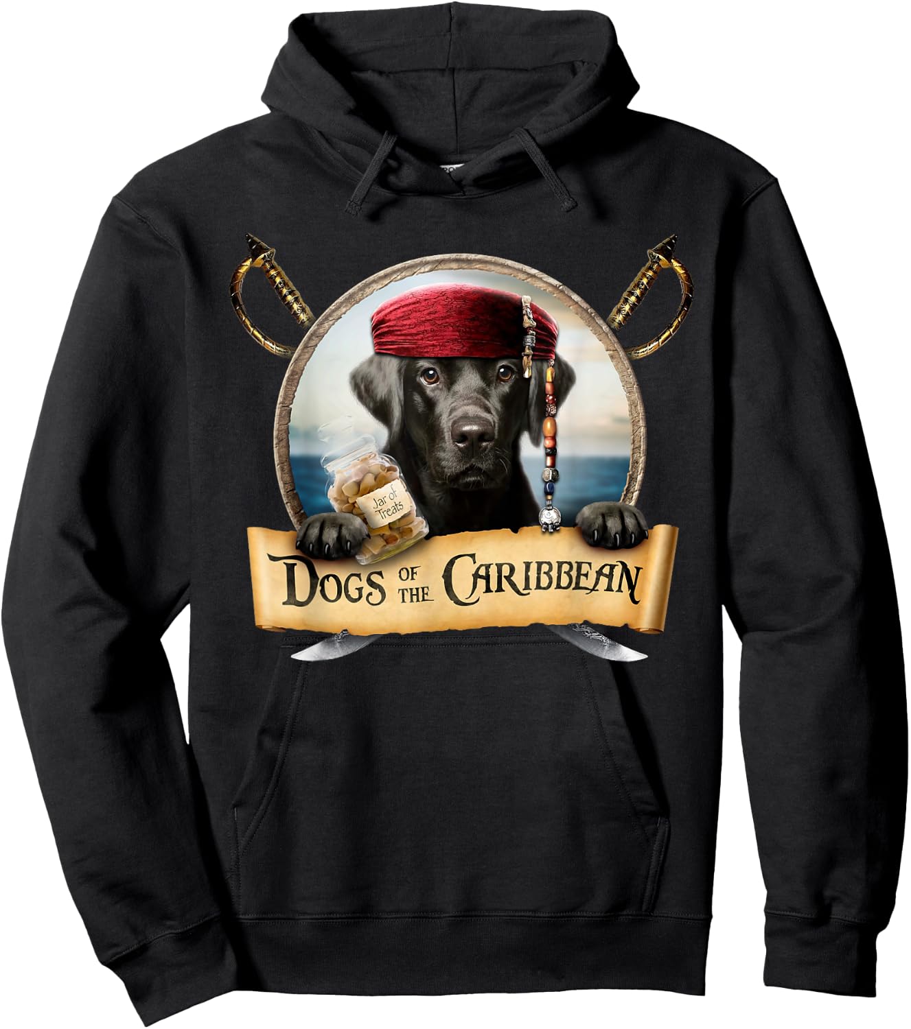 Dogs of the Caribbean - Cute Black Labrador Pirate Hoodie - Hoodie | Black