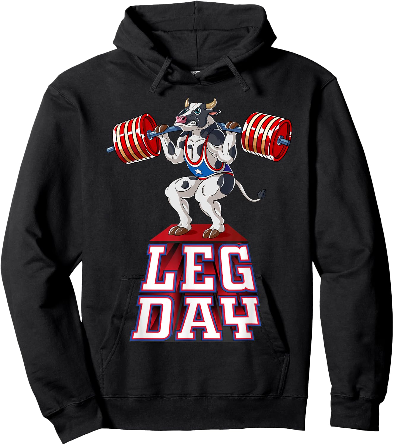 Leg Day cow Weight Lifting Squat Gym Training Hoodie - Hoodie | Black