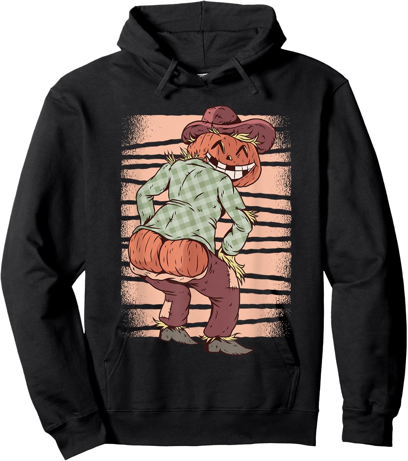 Pumpkin Scarecrow Mooning - Funny Halloween Party Costume Hoodie - Hoodie | Black