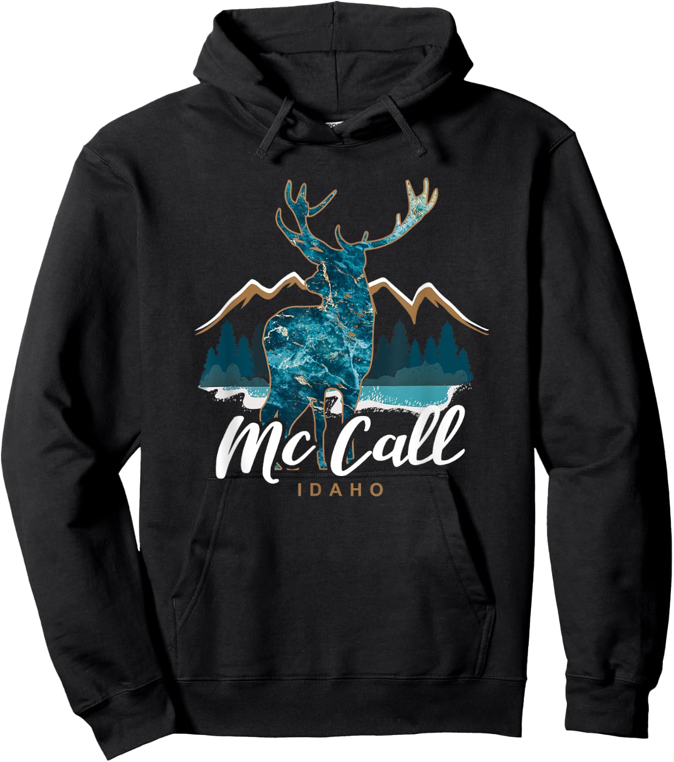 McCall Idaho ID USA Elk Mountains Payette Lake Resort Town Hoodie - Hoodie | Black