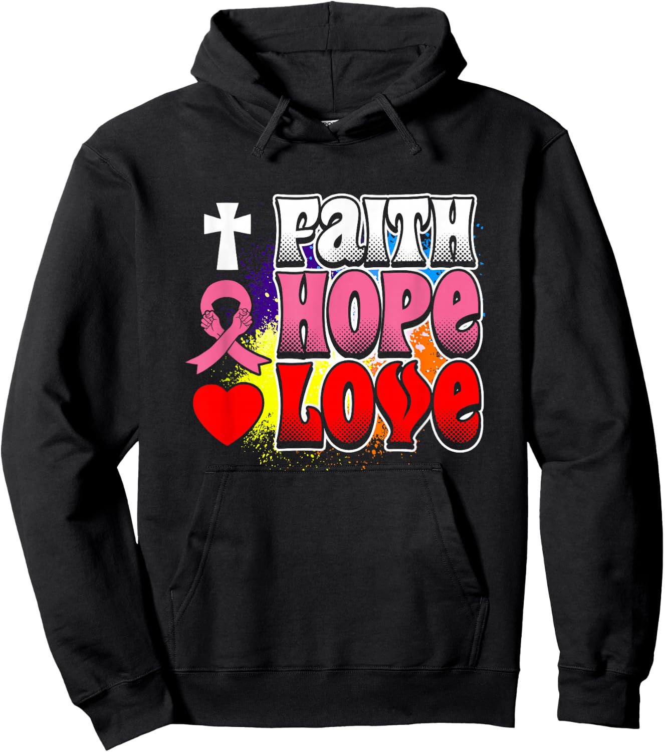Faith Hope Love Design Hoodie - Hoodie | Black