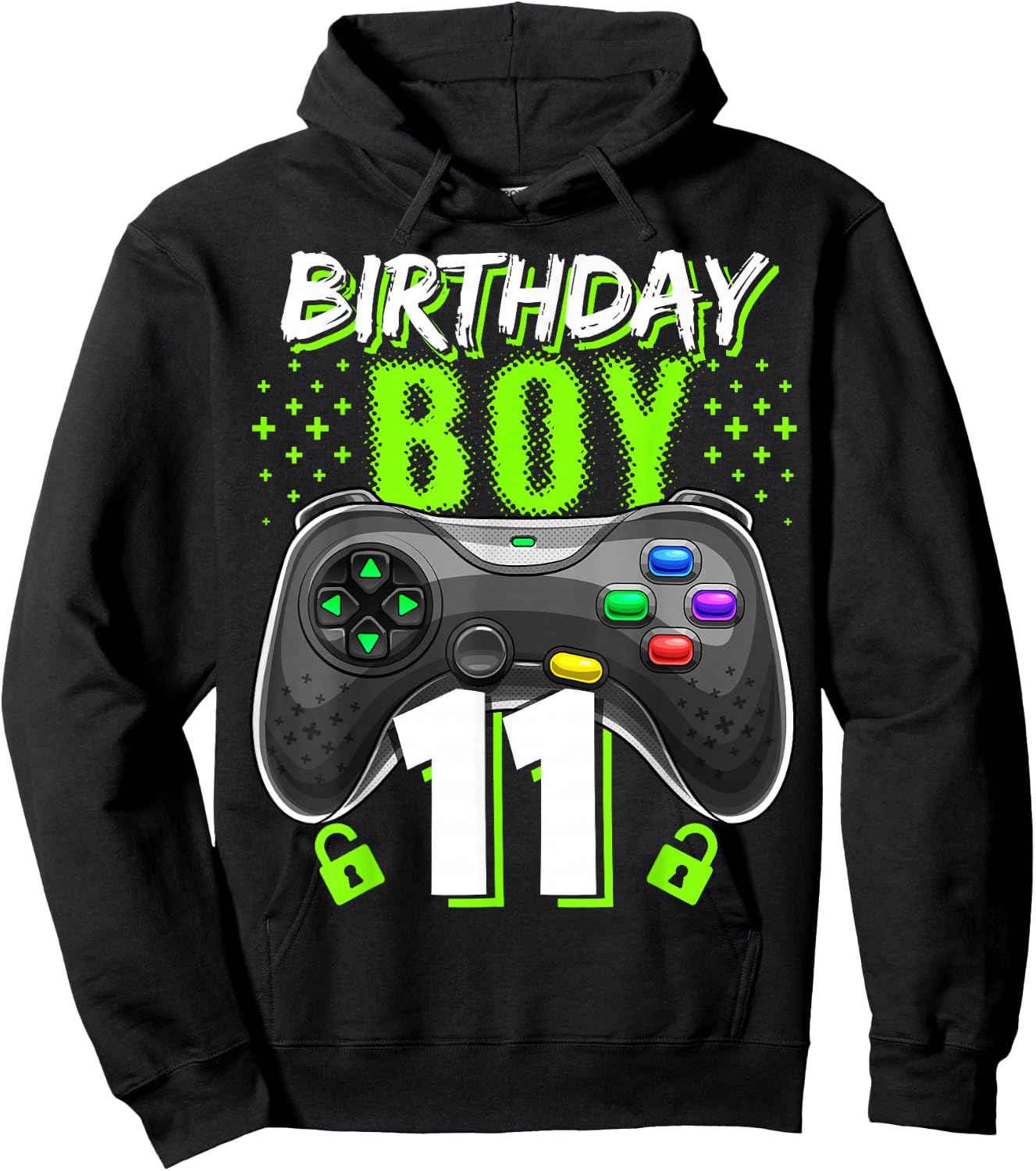 Birthday Boy 11 Video Game Controller Gamer 11th Birthday Hoodie - Hoodie | Black
