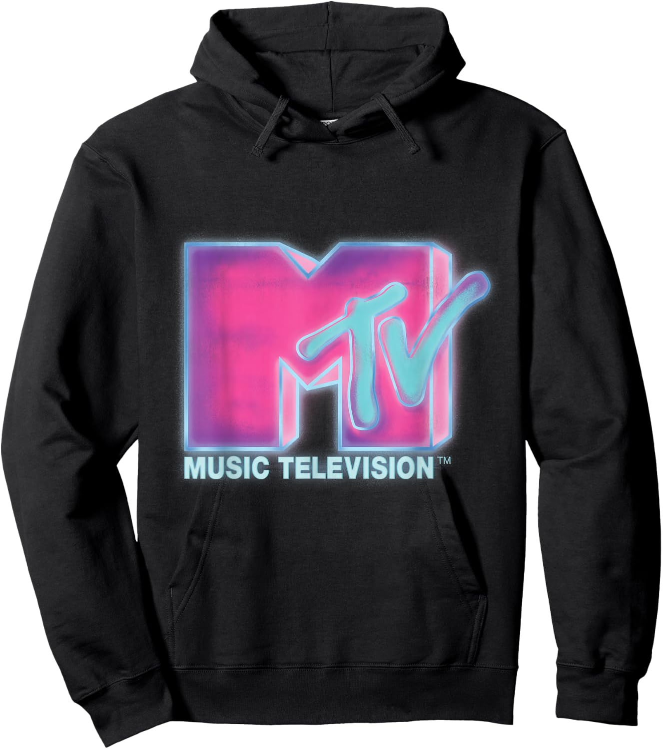 Classic MTV Pink and Blue Neon Logo T- Shirts Hoodie - Hoodie | Black
