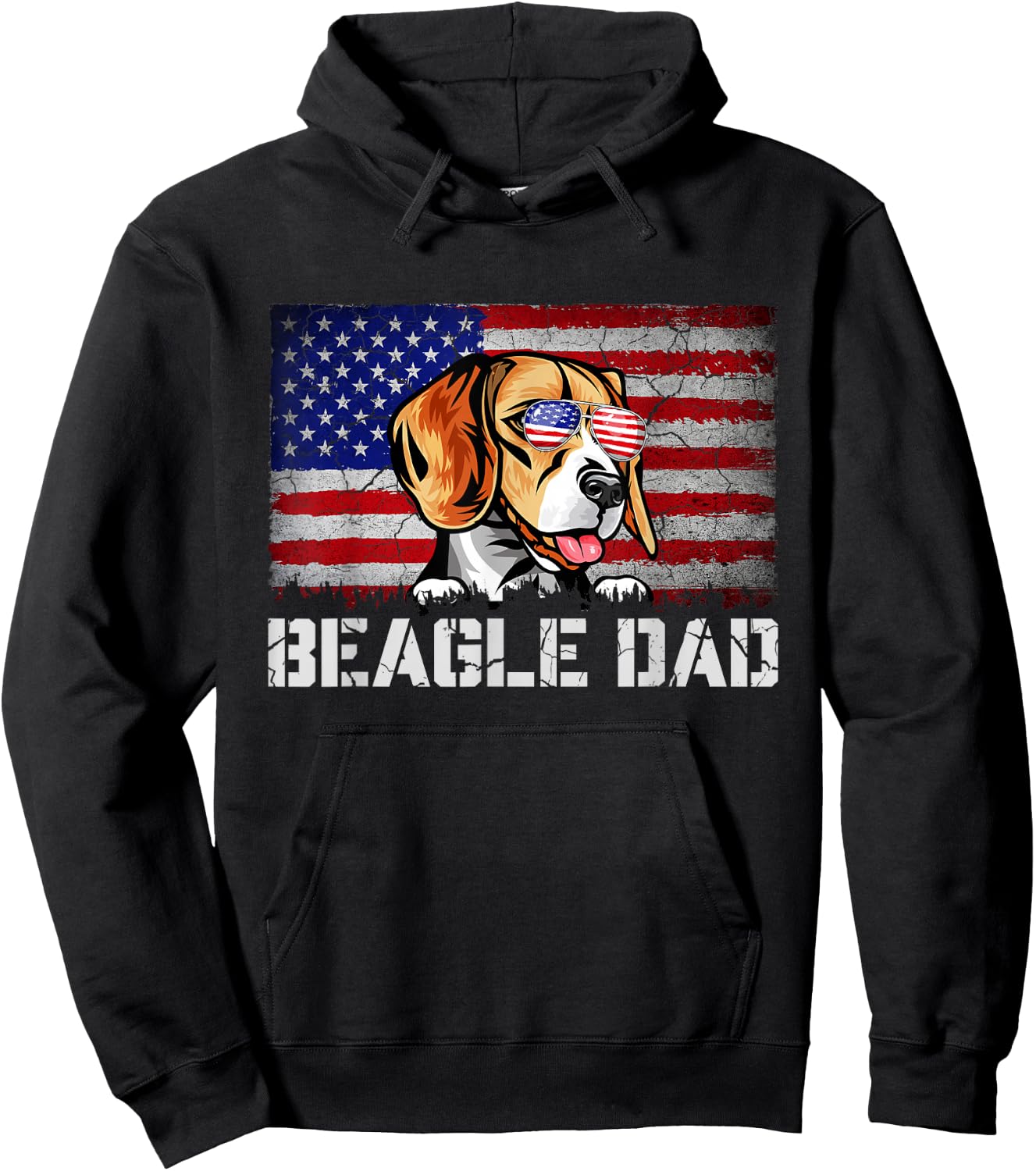 Patriotic Beagle Dad American Flag 4th Of July Men Hoodie - Hoodie | Black