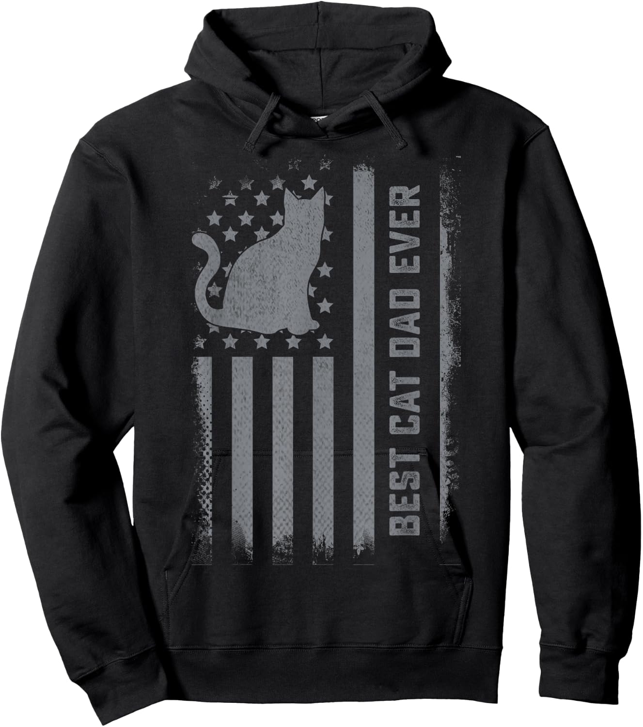 Men's Cat Dad US Flag Kitty Daddy Dad Christmas Fathers Day Hoodie - Hoodie | Black