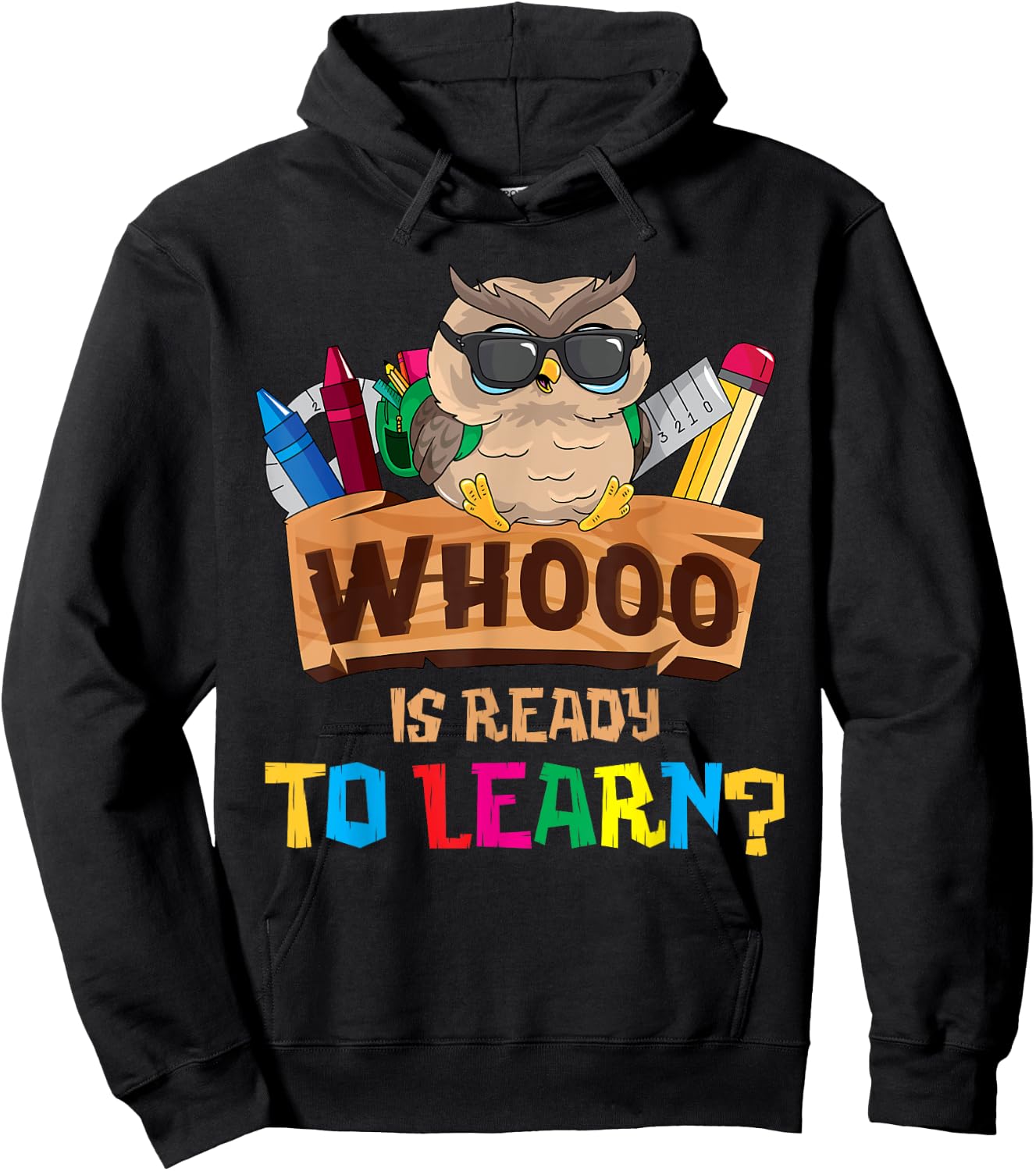 Whooo Is Ready To Learn Owl Back To School Teacher First Day Men Women Girls Kids Hoodie - Hoodie | Black