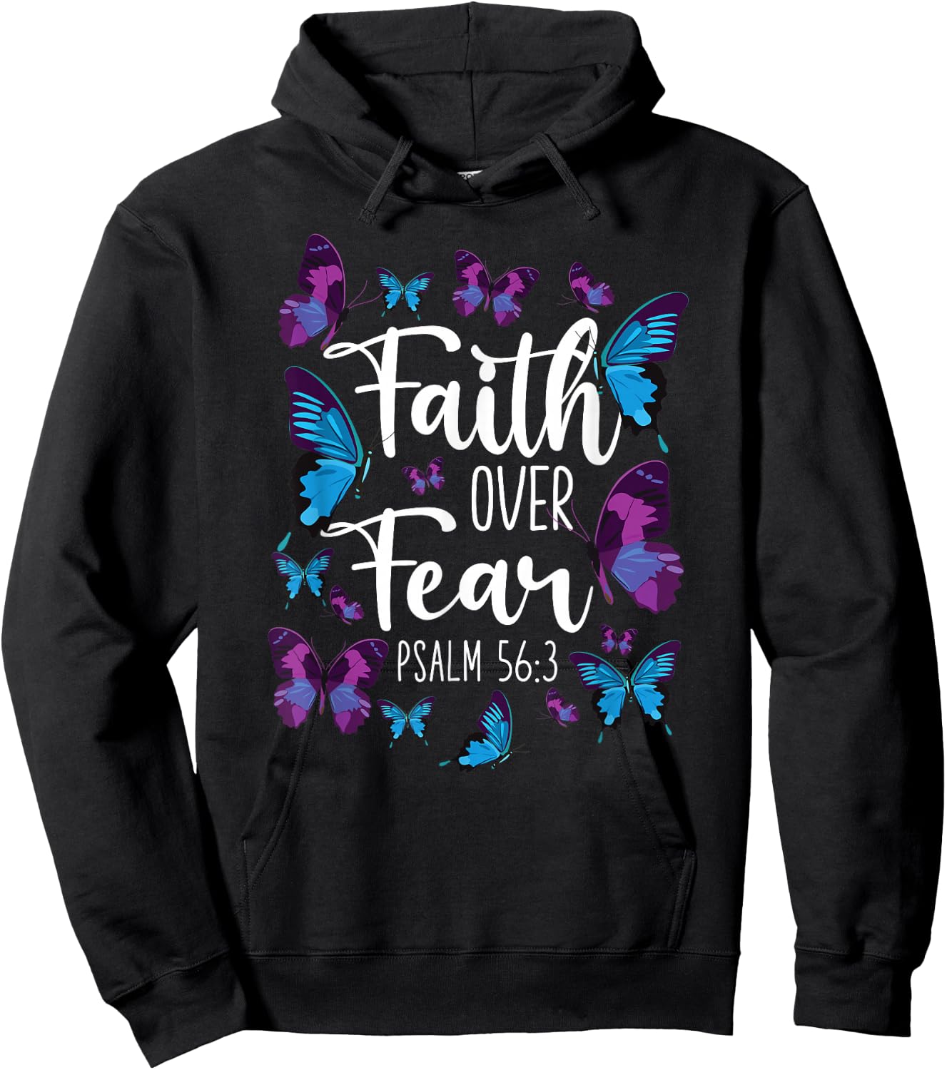 Christian Bible Verse Quote Butterfly Psalm 56:3 Hoodie - Hoodie | Black
