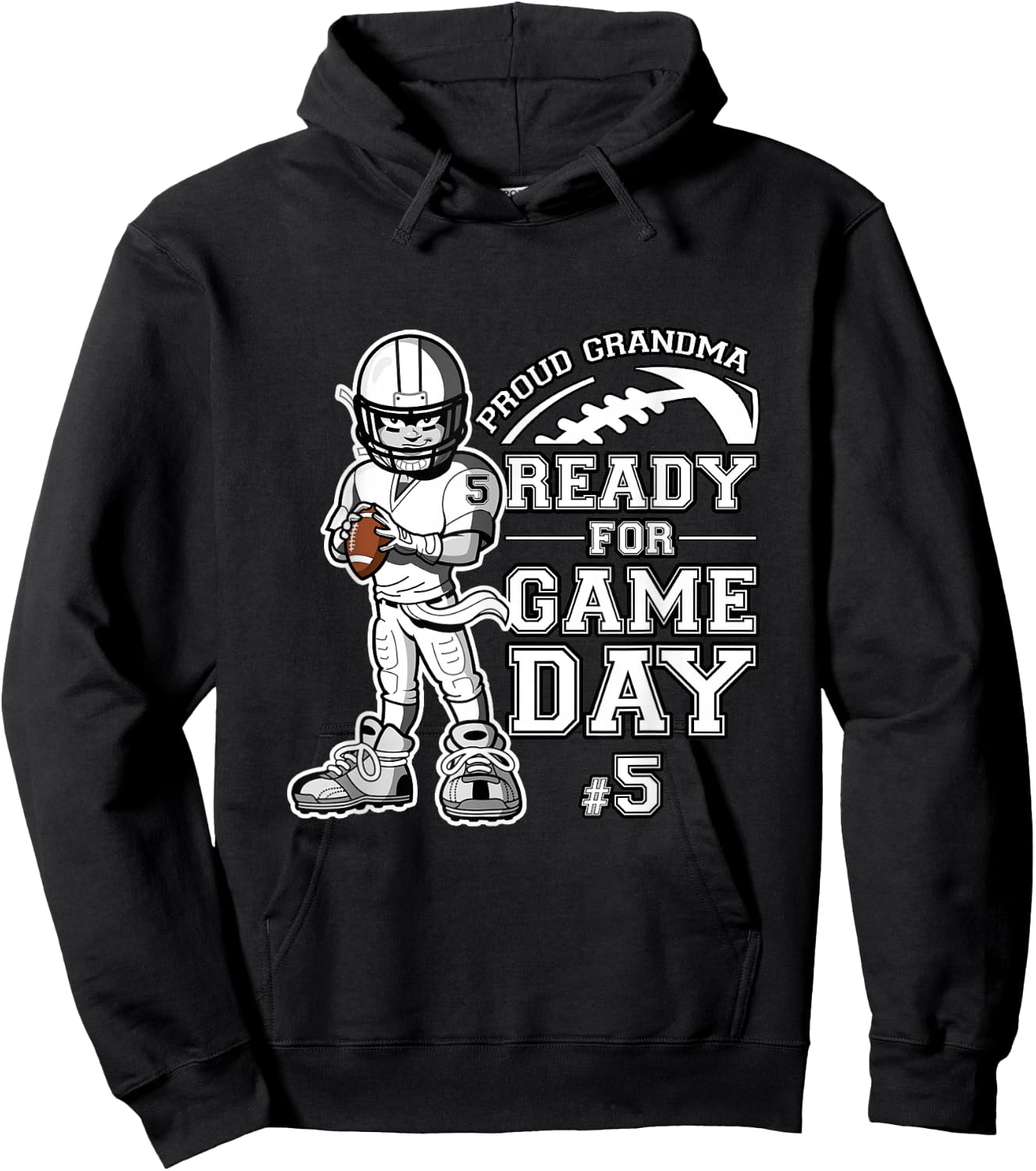 Custom Proud Football Grandma Number 5 Personalized Women Hoodie - Hoodie | Black