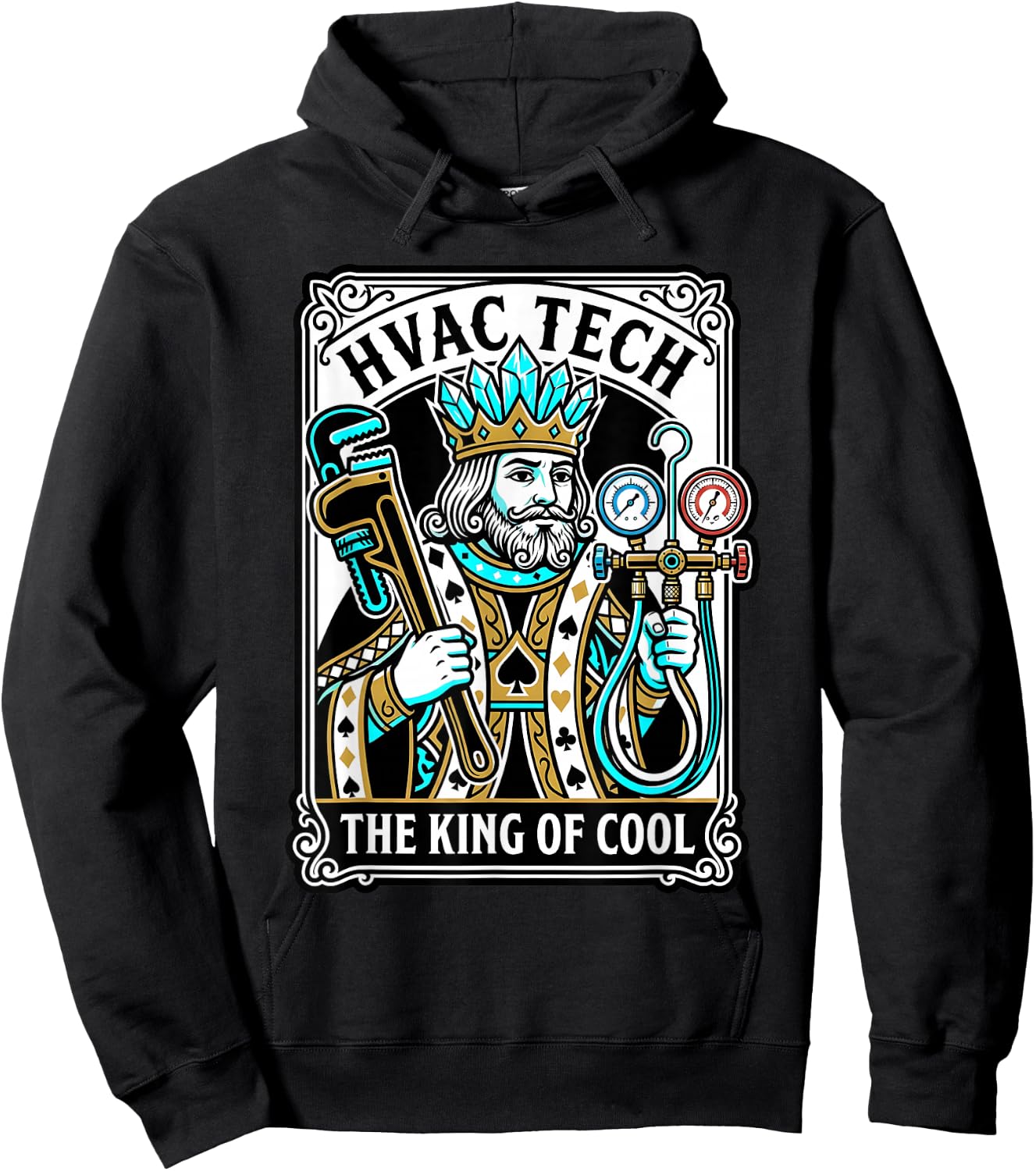 HVAC Tech King of Cool Funny AC Refrigeration Mechanic Hoodie - Hoodie | Black