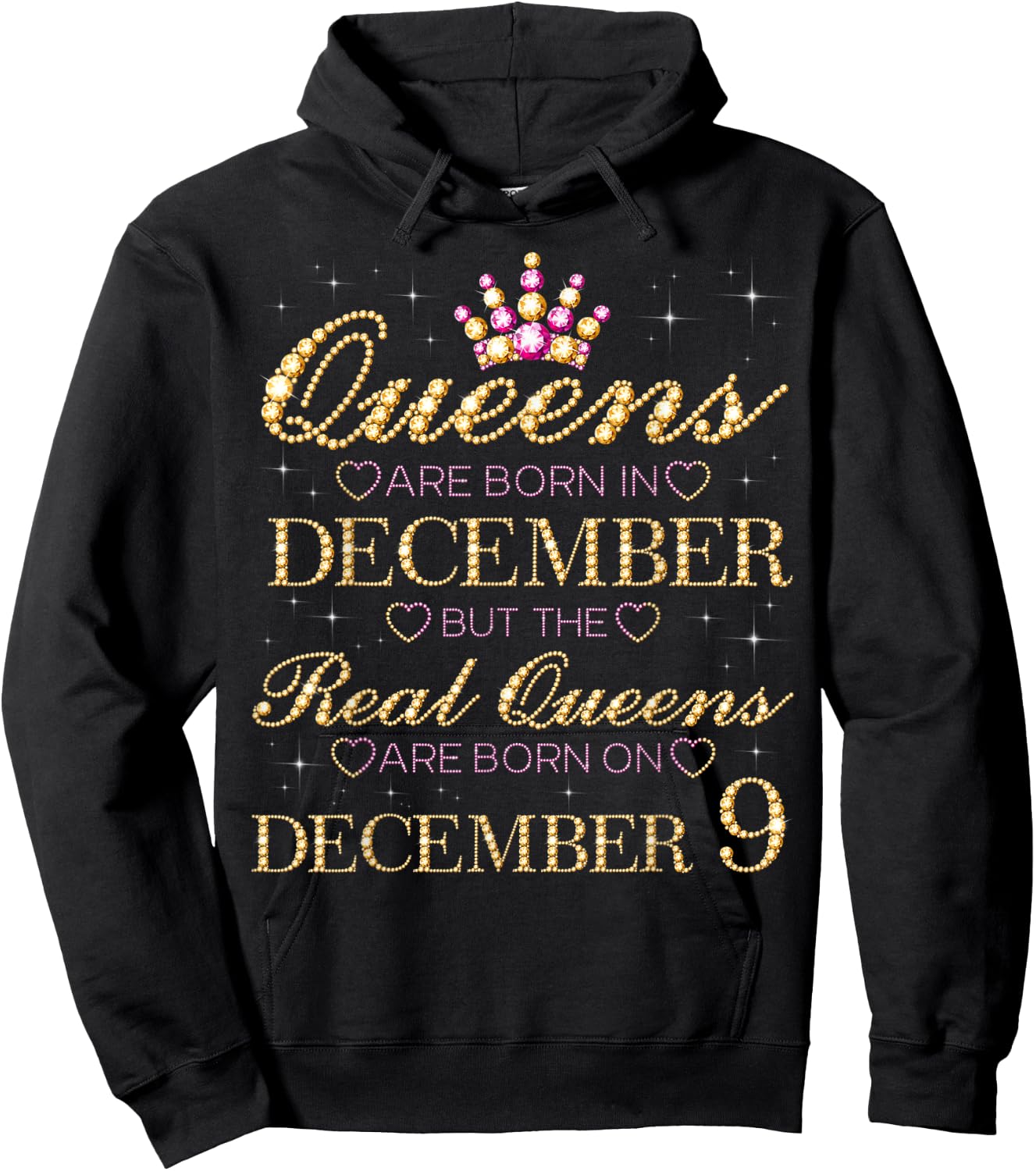 Real Queens Are Born On December 9, 9th December Birthday Hoodie - Hoodie | Black