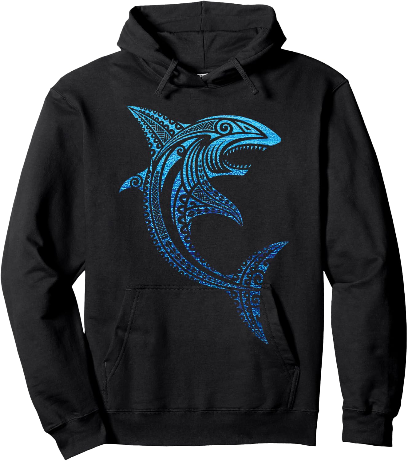 Artistic Tribal Shark Polynesian Tattoo Hawaiian Vacation Hoodie - Hoodie | Black
