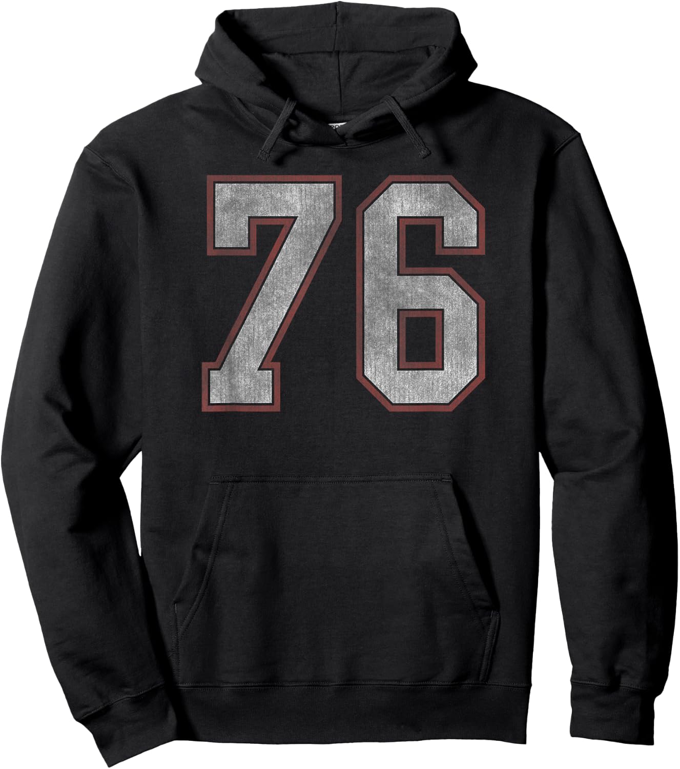 Trendy Vintage Number 76 Fitness Hoodie - Hoodie | Black