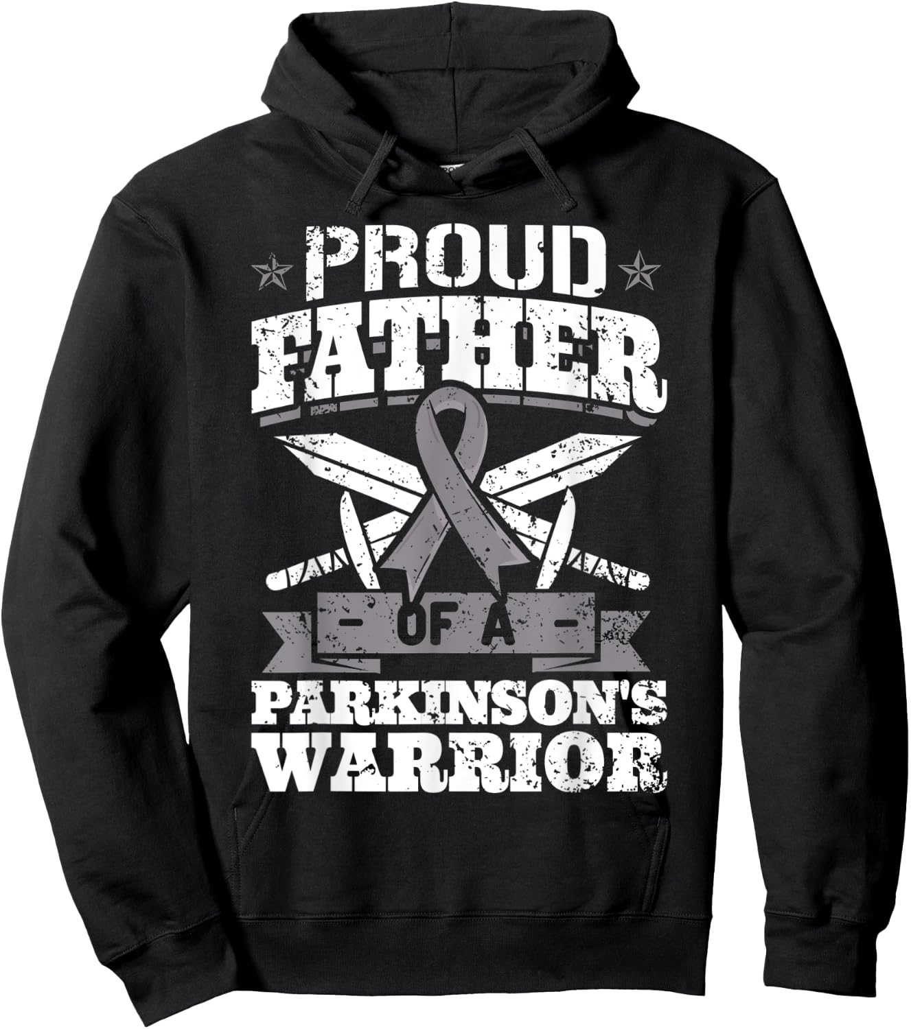 Proud Father Of A Parkinson's Warrior PD Awareness Ribbon Hoodie - Hoodie | Black