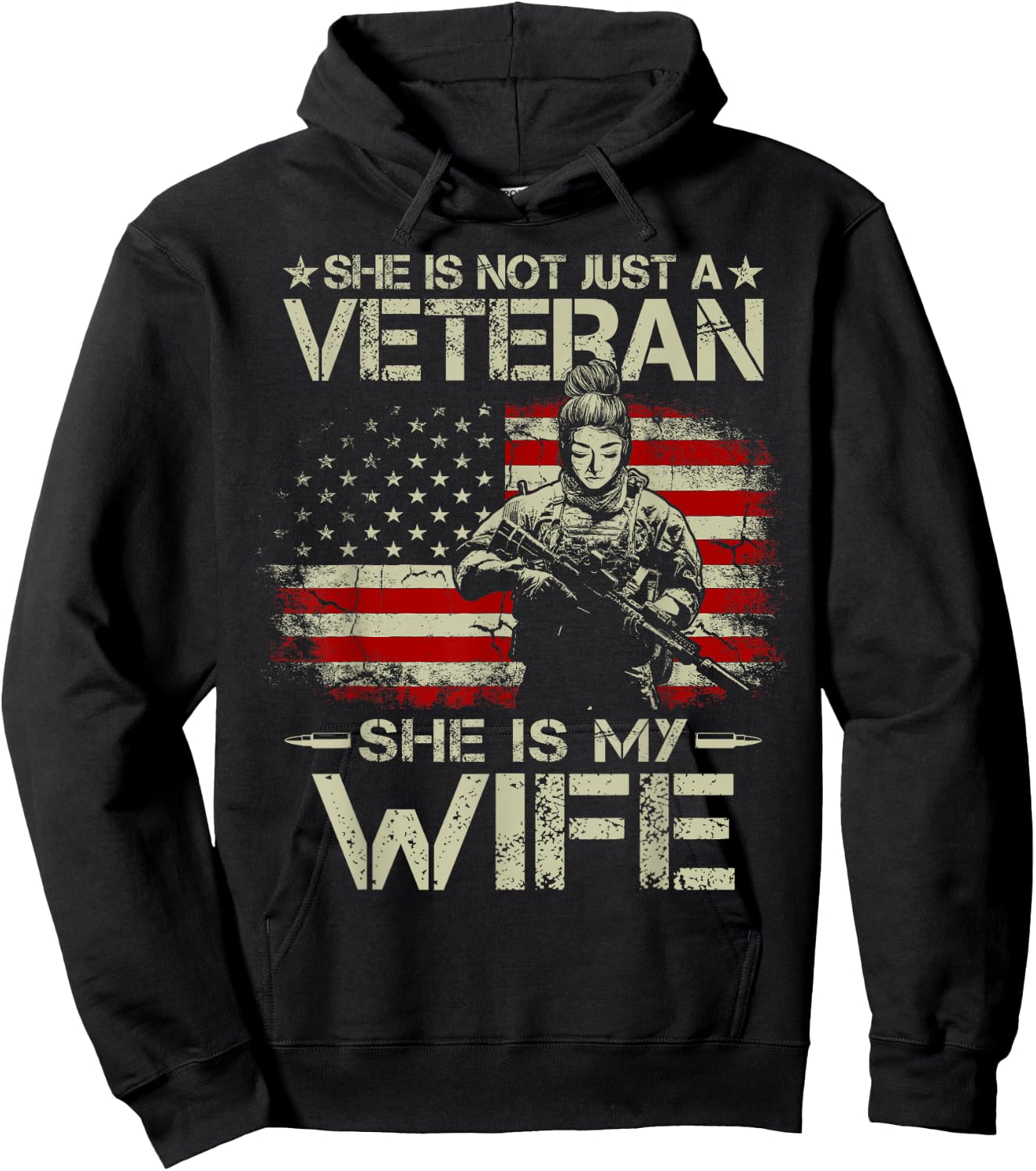 She Is Not Just A Veteran She Is My Wife Army Wife Life Hoodie - Hoodie | Black