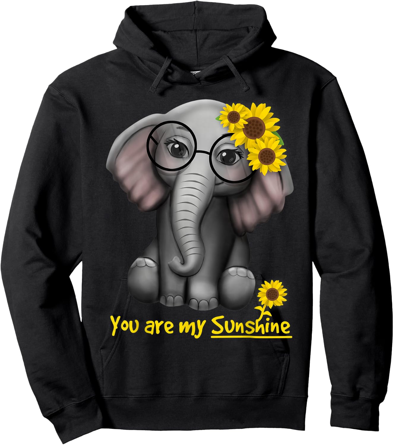 You Are My Sunshine Elephant Sunflower Clothing Women Kids Hoodie - Hoodie | Black