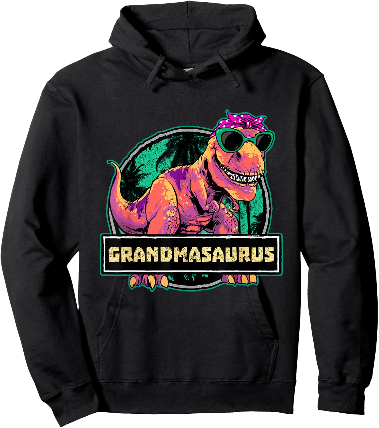 Grandmasaurus Grandma Shirt T Rex Dinosaur Family Matching Hoodie - Hoodie | Black